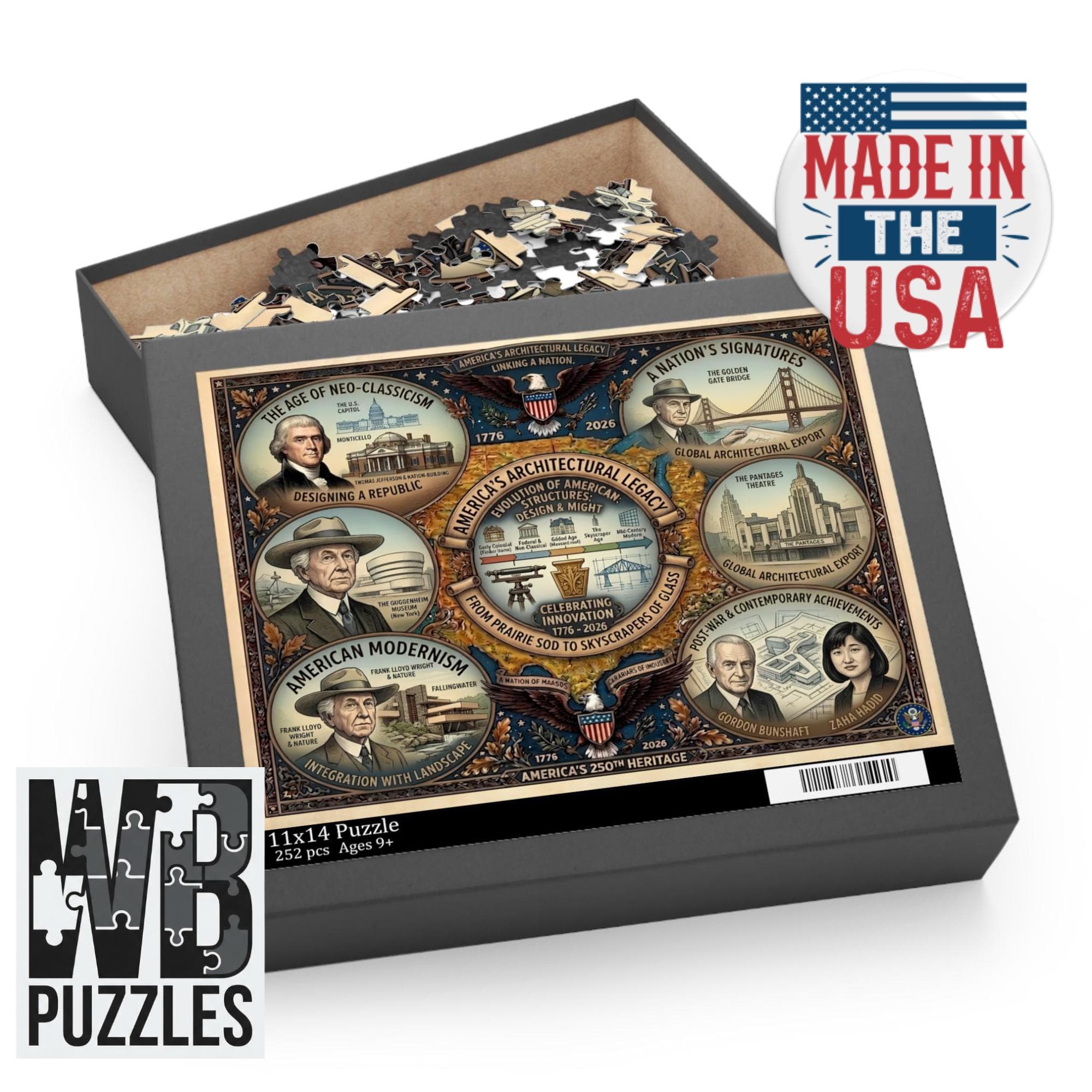 America's Architectural Legacy Puzzle 252-500 Pieces | Historic Landmarks Jigsaw