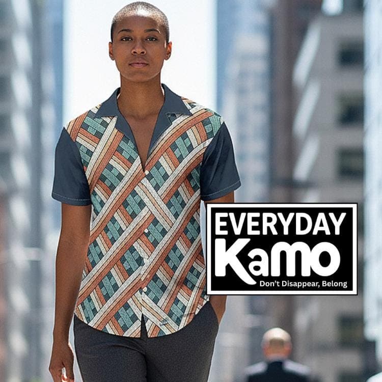 Everyday Kamo Men's Abstract Geometric Hawaiian Shirt | Breathable Summer Aloha Button-Up | Unique Patterned Casual Vacation Top
