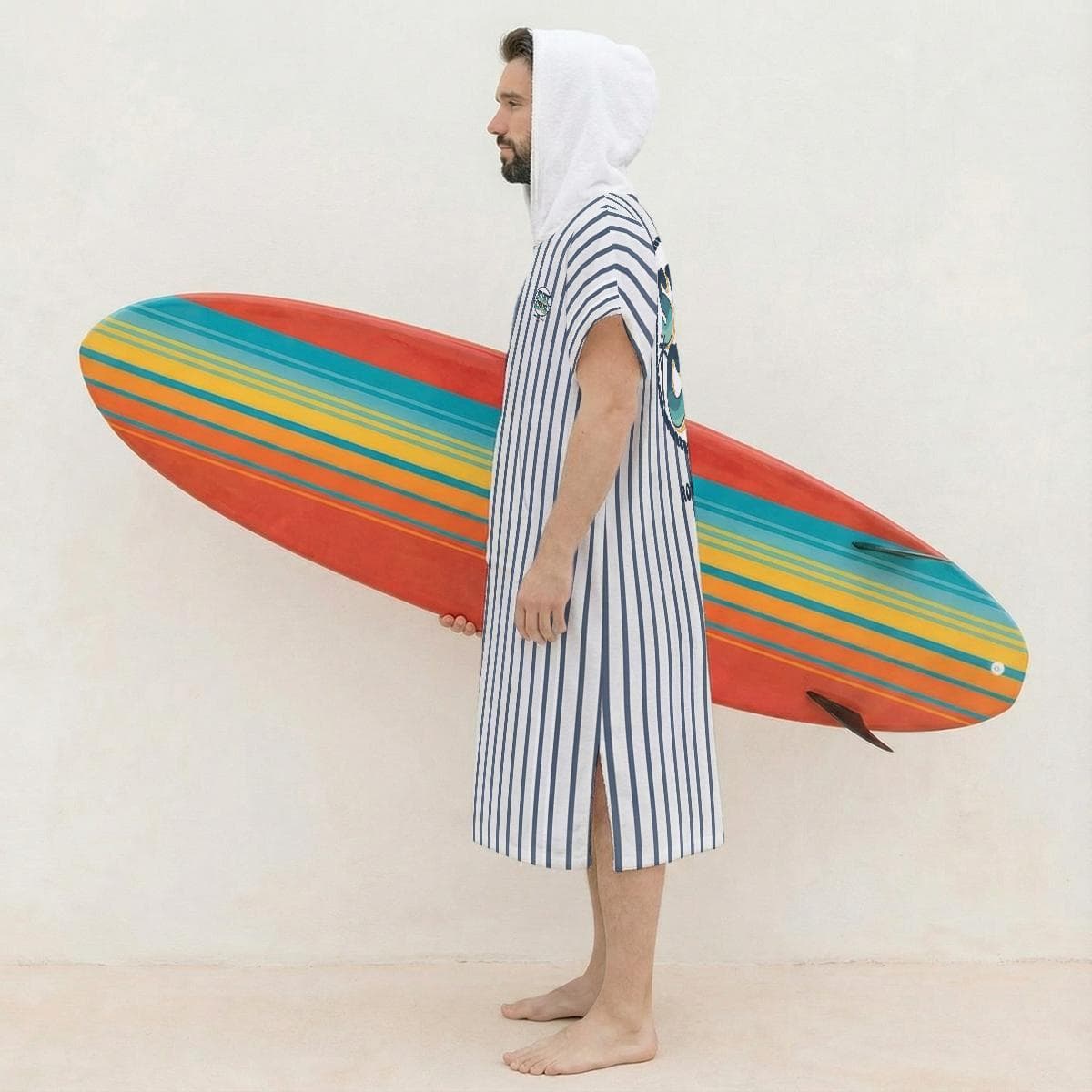 Hooded Surf Poncho Towel - "Surf Club" Design - Quick Dry Beach Changing Robe