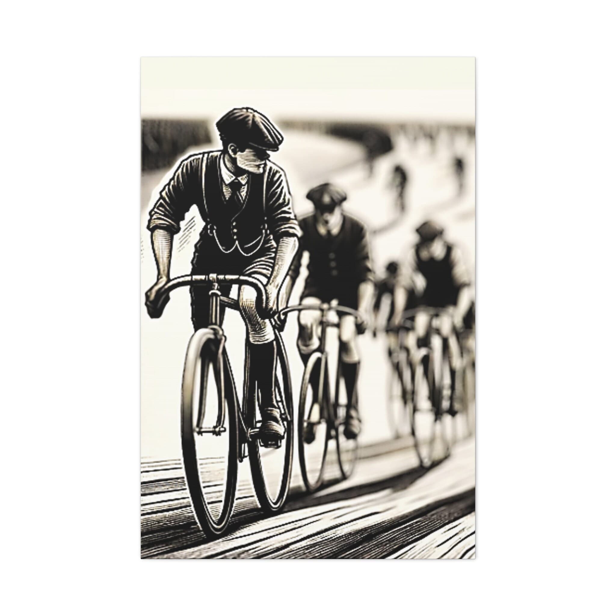 Vintage Cyclist Canvas Print | The Leader Matte Art | Stretched Pine Frame