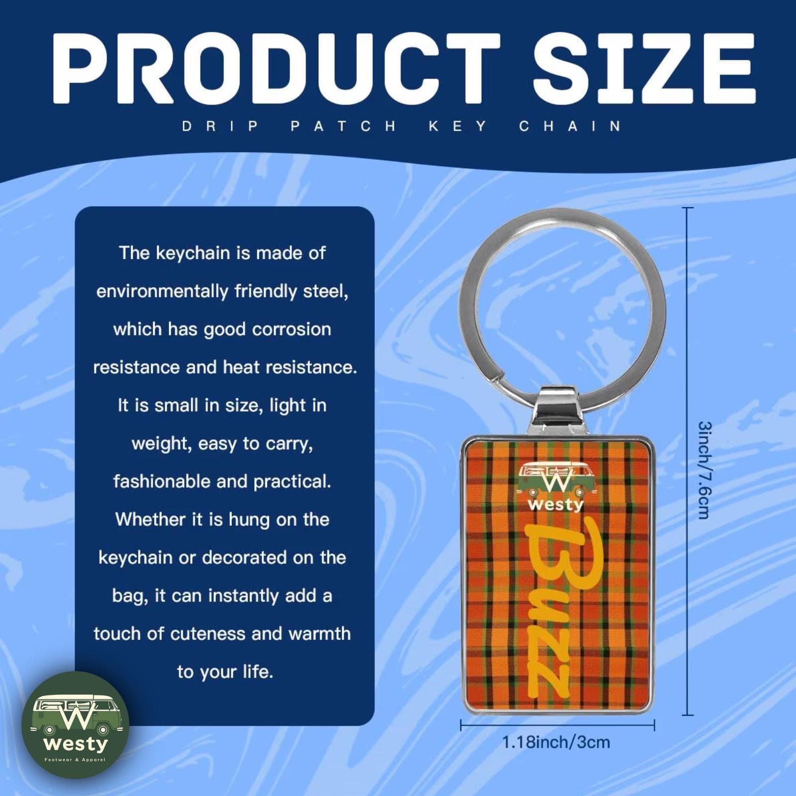 VW Westy Keychain - Retro Volkswagen Buzz Bus Stainless Steel