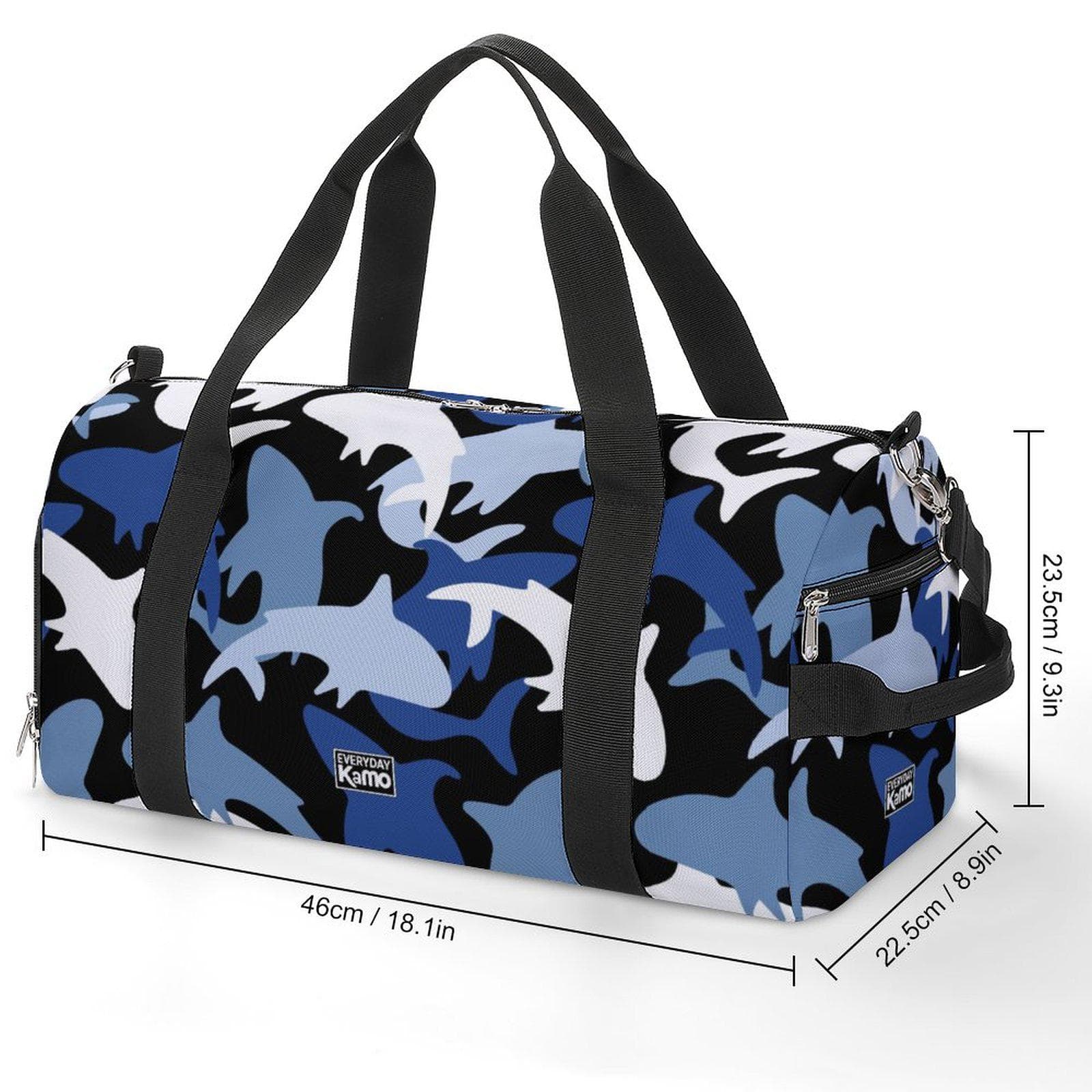 Everyday Kamo Shark Camo Duffle Bag | Waterproof Gym Travel Sports Weekend Bag | Blue Ocean Print
