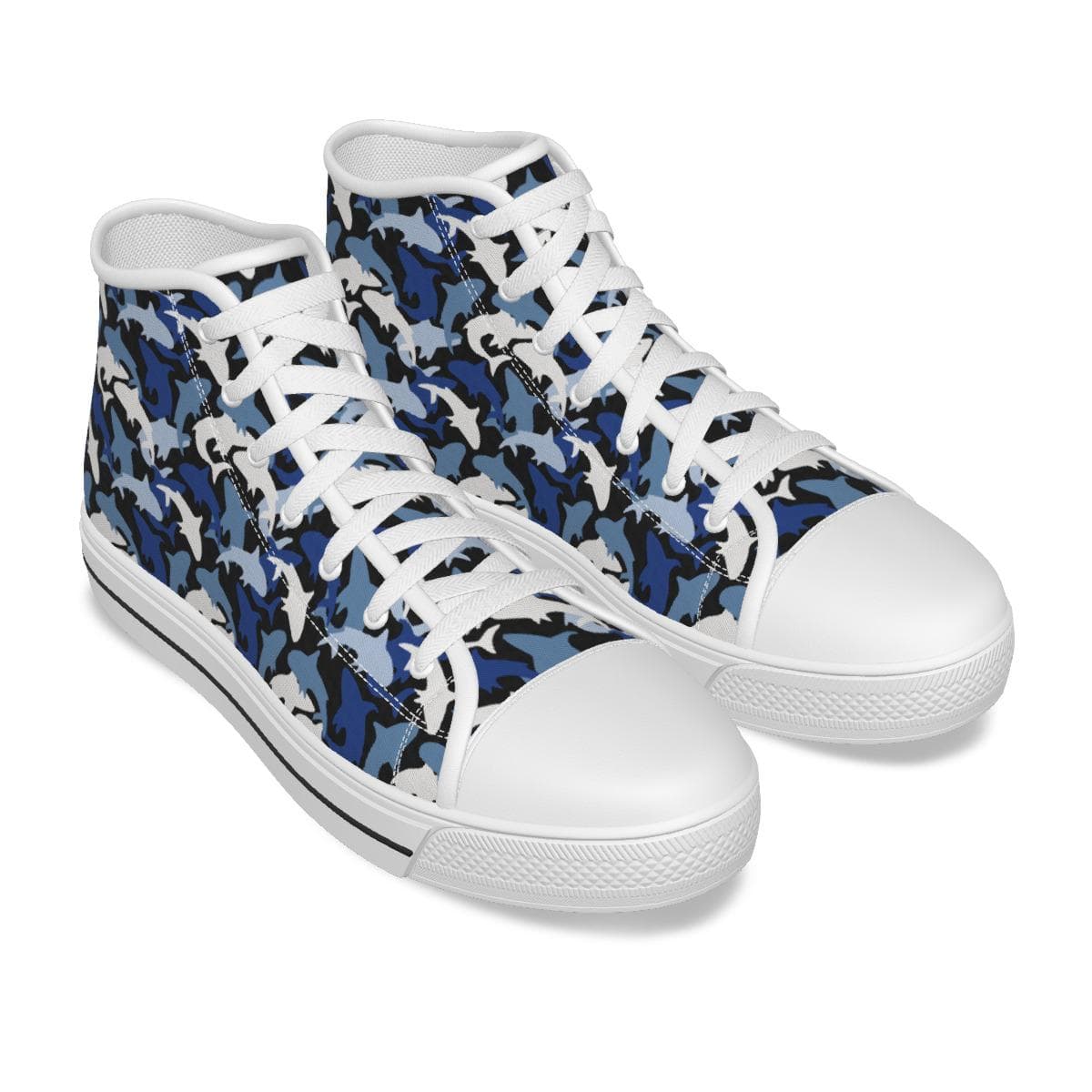 Women's Shark Camo High-Top Canvas Sneakers - Comfort & Style for Everyday Adventures