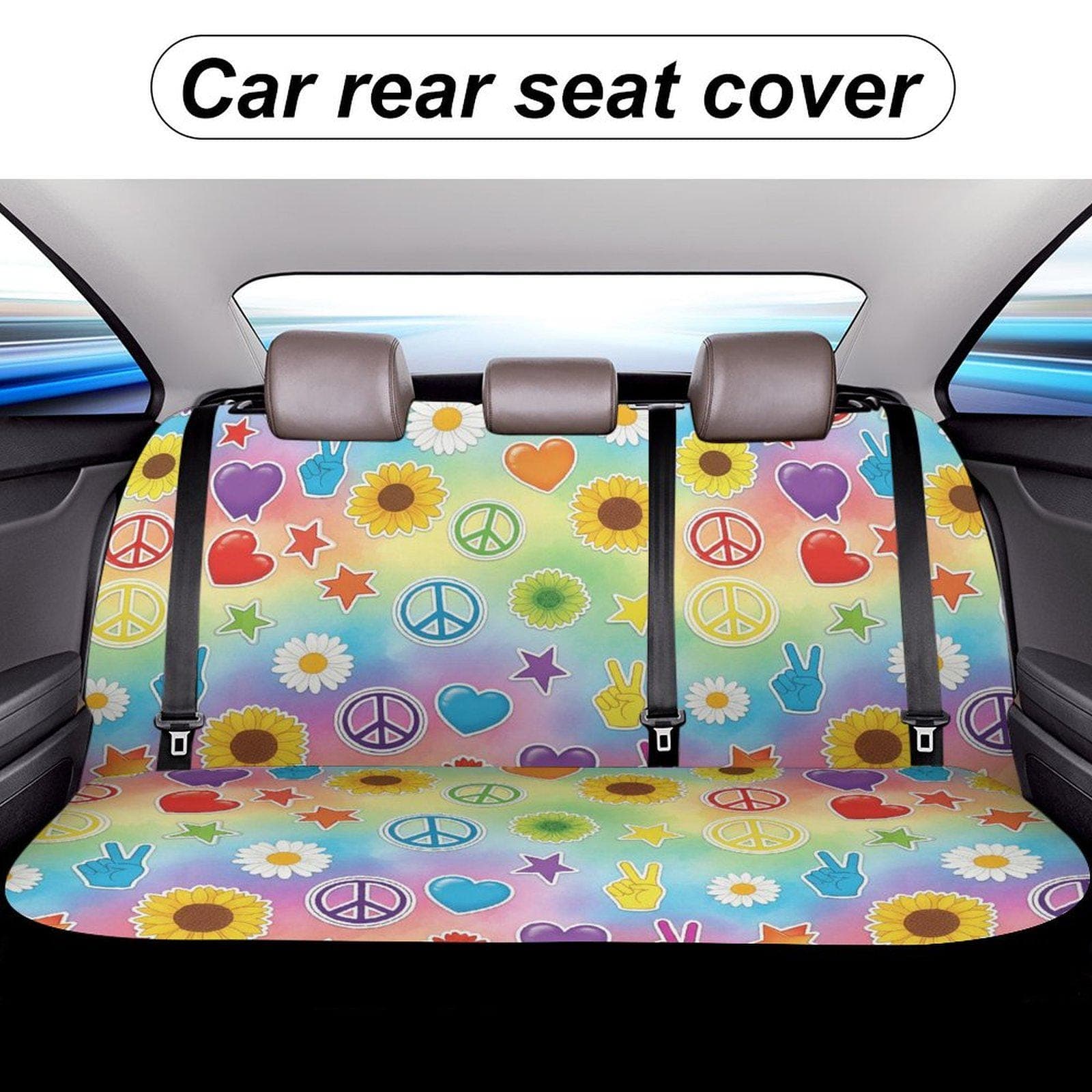 Custom Sublimation Car Seat Cover | Handmade Peace Love Design | Polyester
