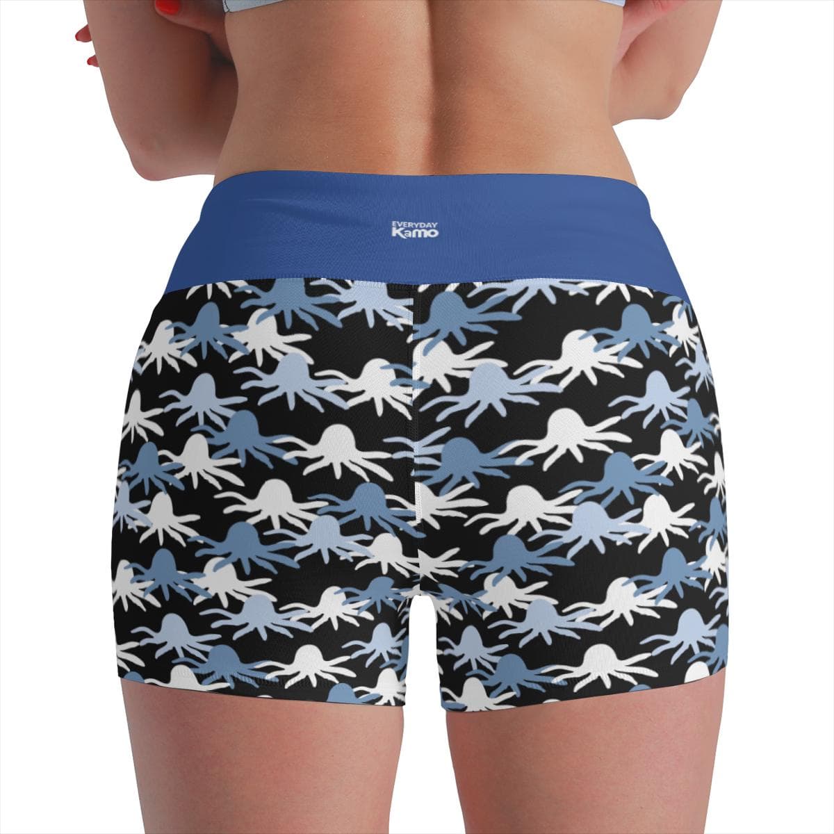 Octo-Awesome High Waist Shorts | Quirky Octopus Print Yoga & Beach Shorts | Everyday Kamo
