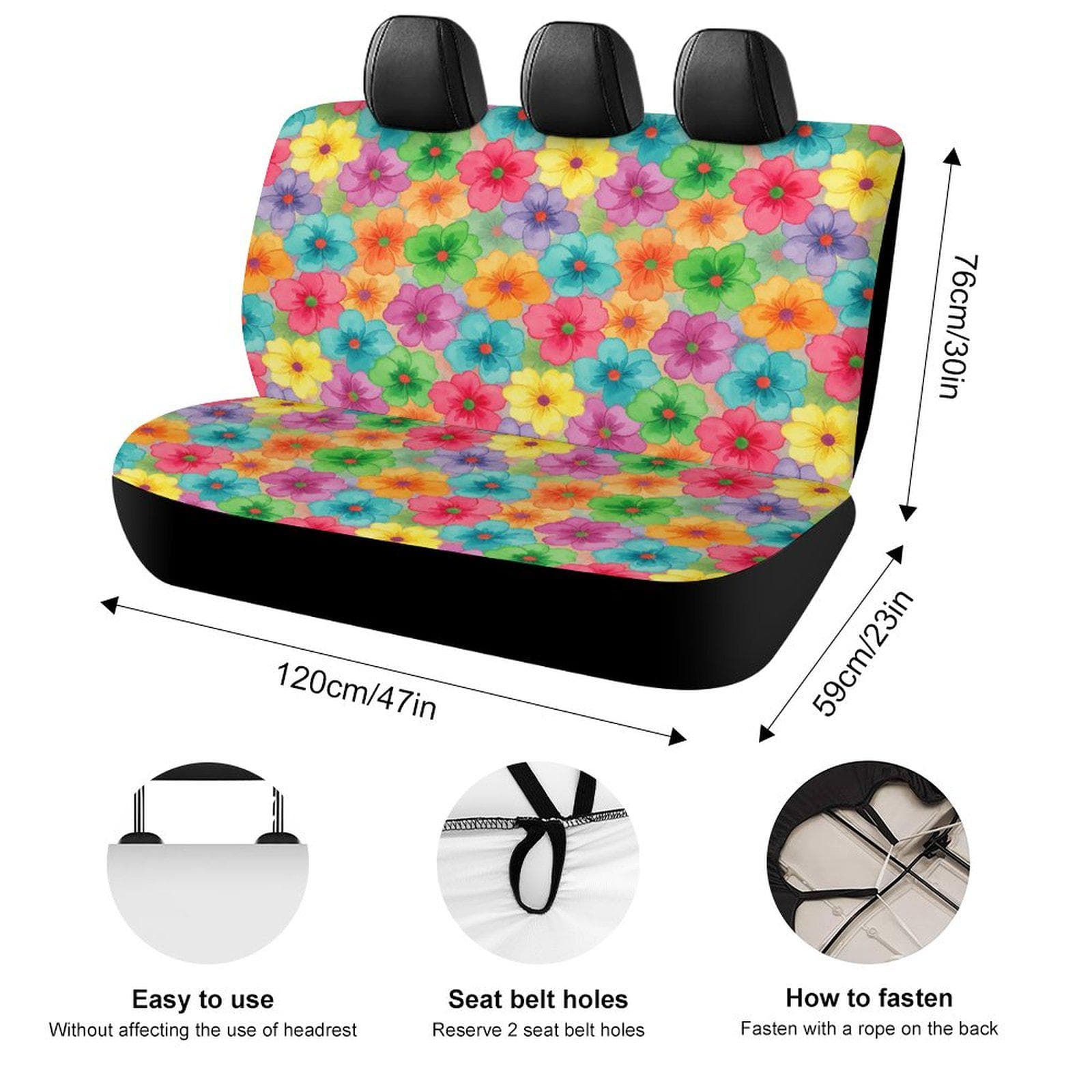 Floral Car Seat Cover Back Seat | Polyester Spandex | Universal Fit