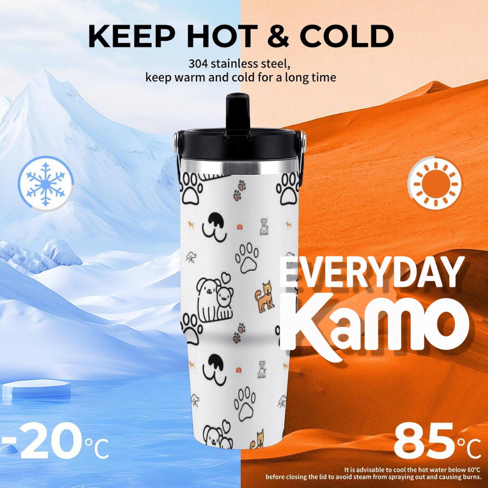 30oz Insulated Car Cup with Handle - Stainless Steel Tumbler UV Print