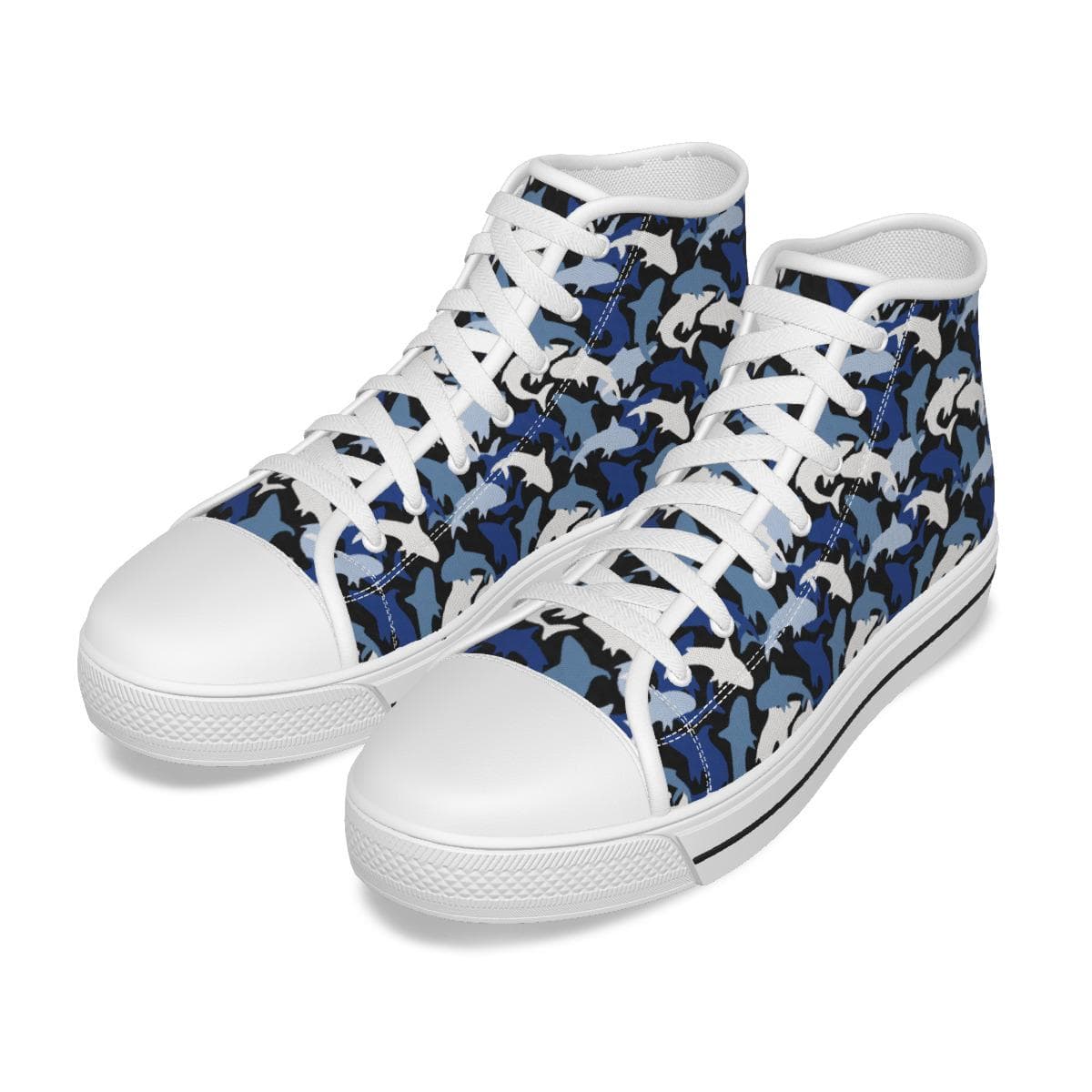 Women's Shark Camo High-Top Canvas Sneakers - Comfort & Style for Everyday Adventures