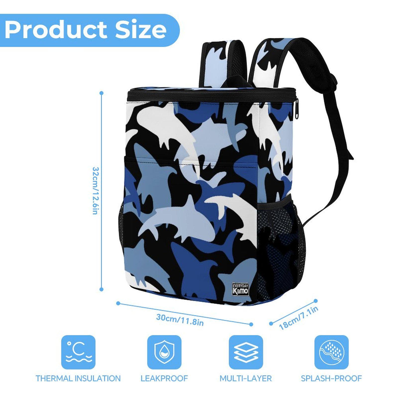 Everyday Kamo Shark Camo Cooler Backpack - Insulated Lunch Bag for Beach, Travel & Daily Adventures
