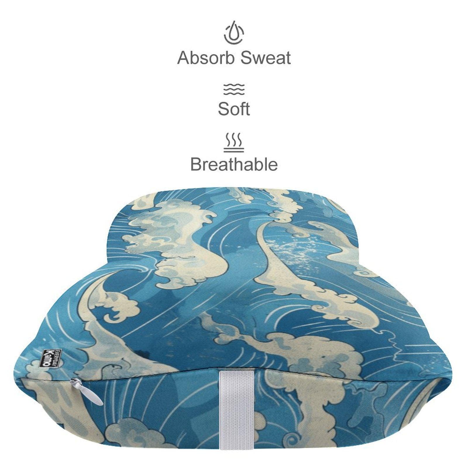 Everyday Kamo Ocean Wave Car Headrest Pillow | Memory Foam Neck Support for Driving Comfort