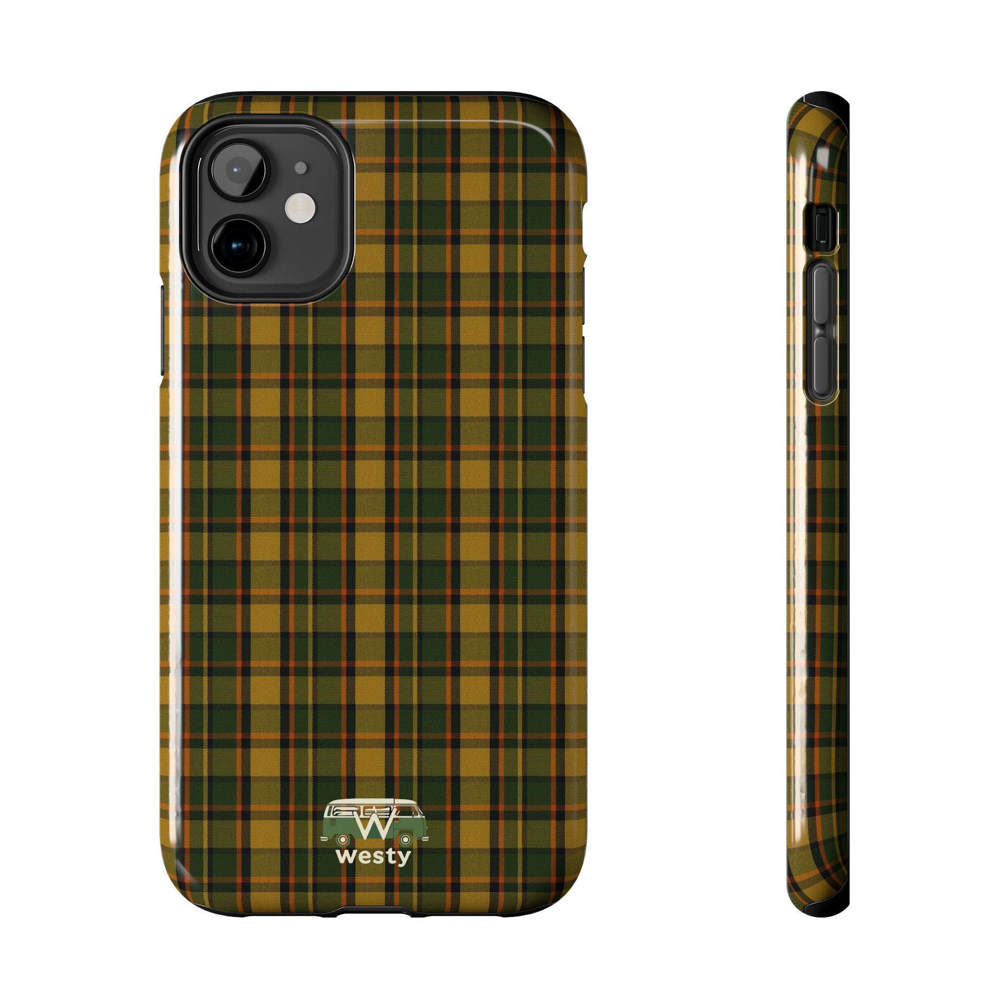 Westfalia Camper Van Plaid Phone Case, Protective Mobile Accessory