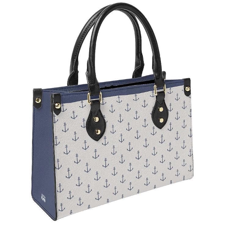 Nautical Anchor Print Leather Tote Bag | Double-Sided, Durable & Stylish Everyday Carry