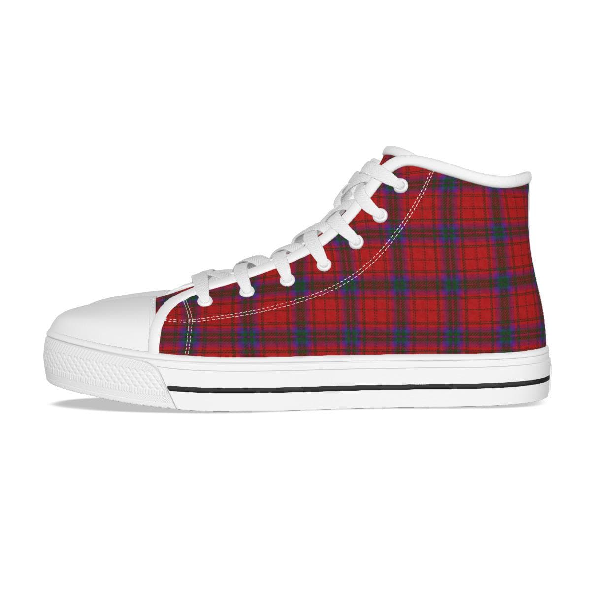 Men's Red Plaid Canvas High Top Sneakers | Custom Handmade