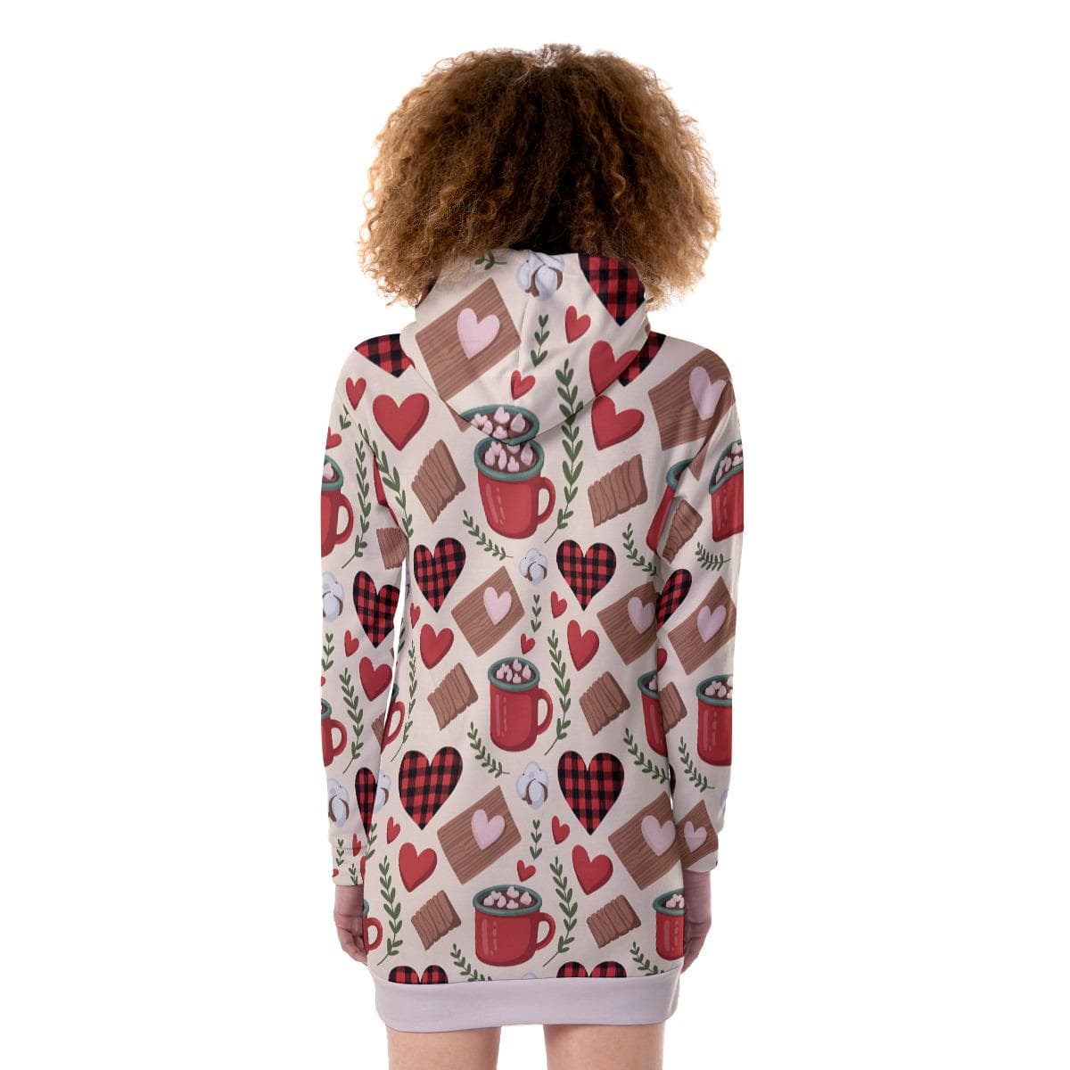 Cozy Valentine Hoodie Dress | Hot Cocoa & Plaid Hearts Tunic | Women's Winter Comfort