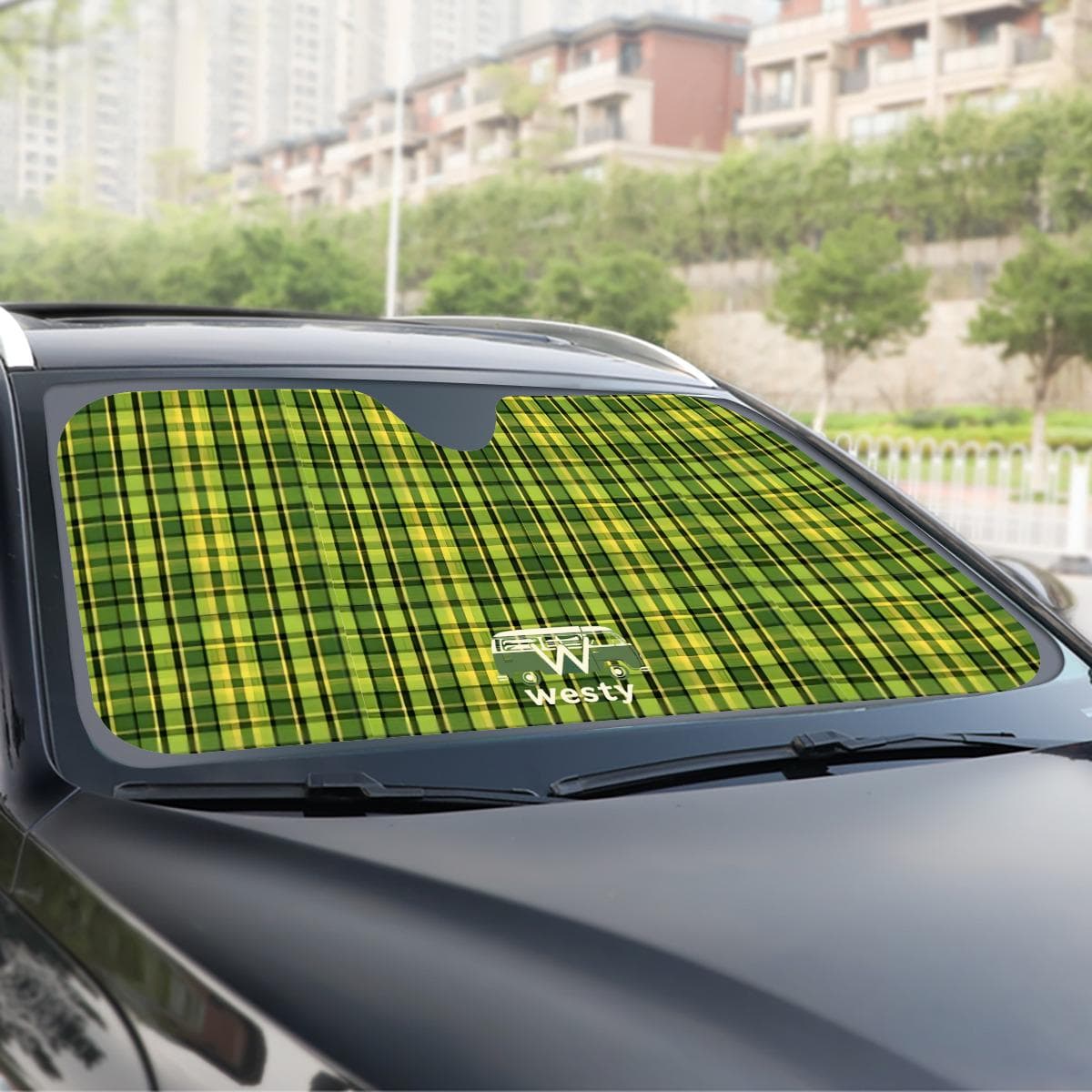 Westy Plaid Car Sunshade - VW Camper Van Road Trip Accessory