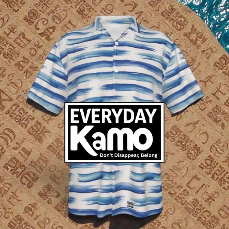Vibrant Blue Brushstroke Hawaiian Shirt for Men | Modern Abstract Striped Aloha Shirt | Breathable Summer Beach Button Up
