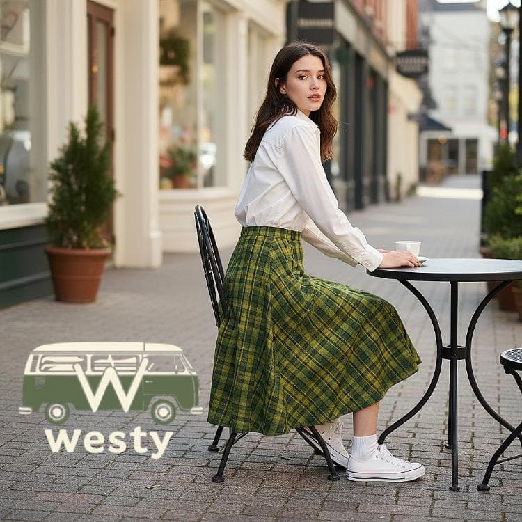 Westy Westfalia Green Maxi Skirt with Pockets Vanlife