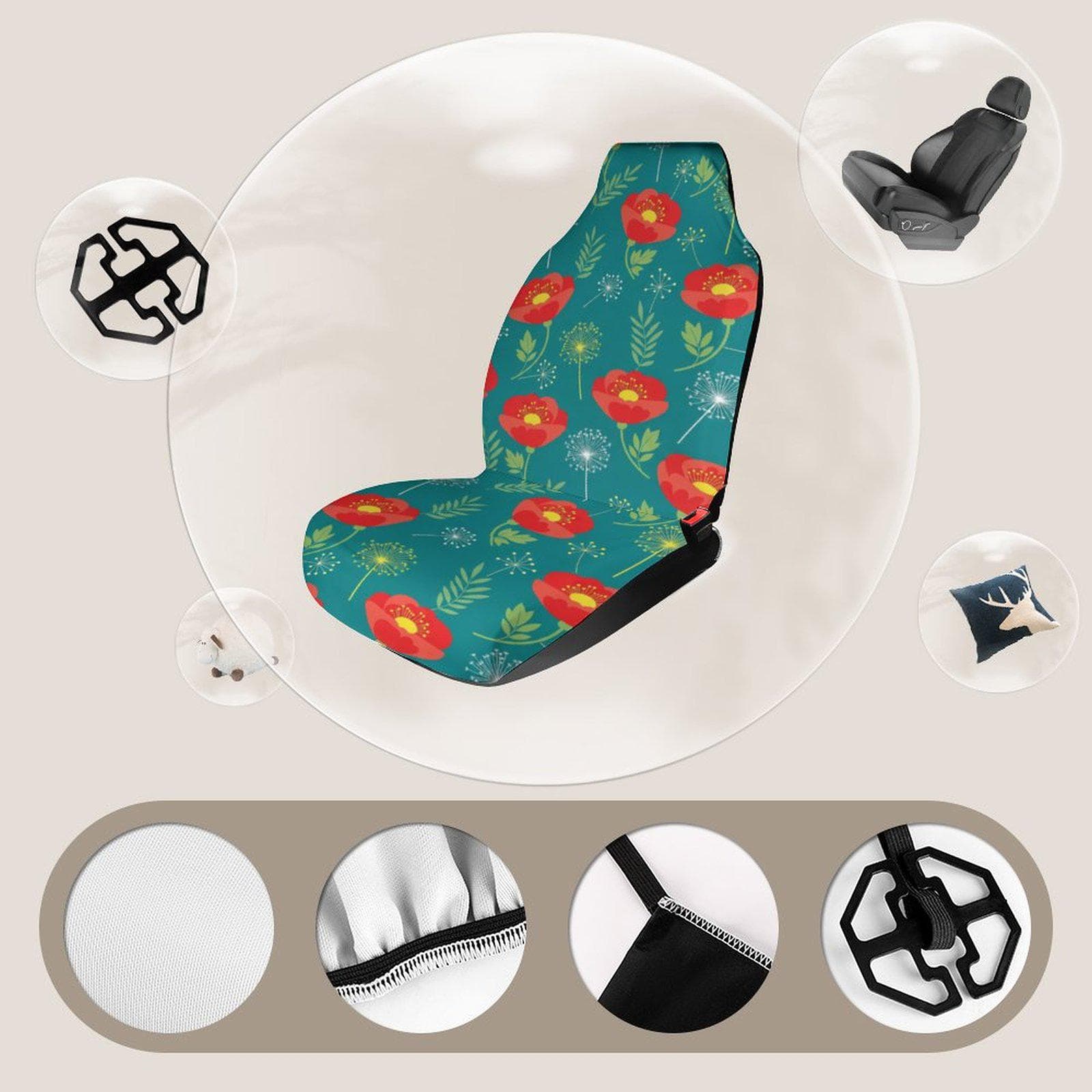 Floral Poppy Dandelion Car Seat Protector Teal Health Cloth Universal Fit