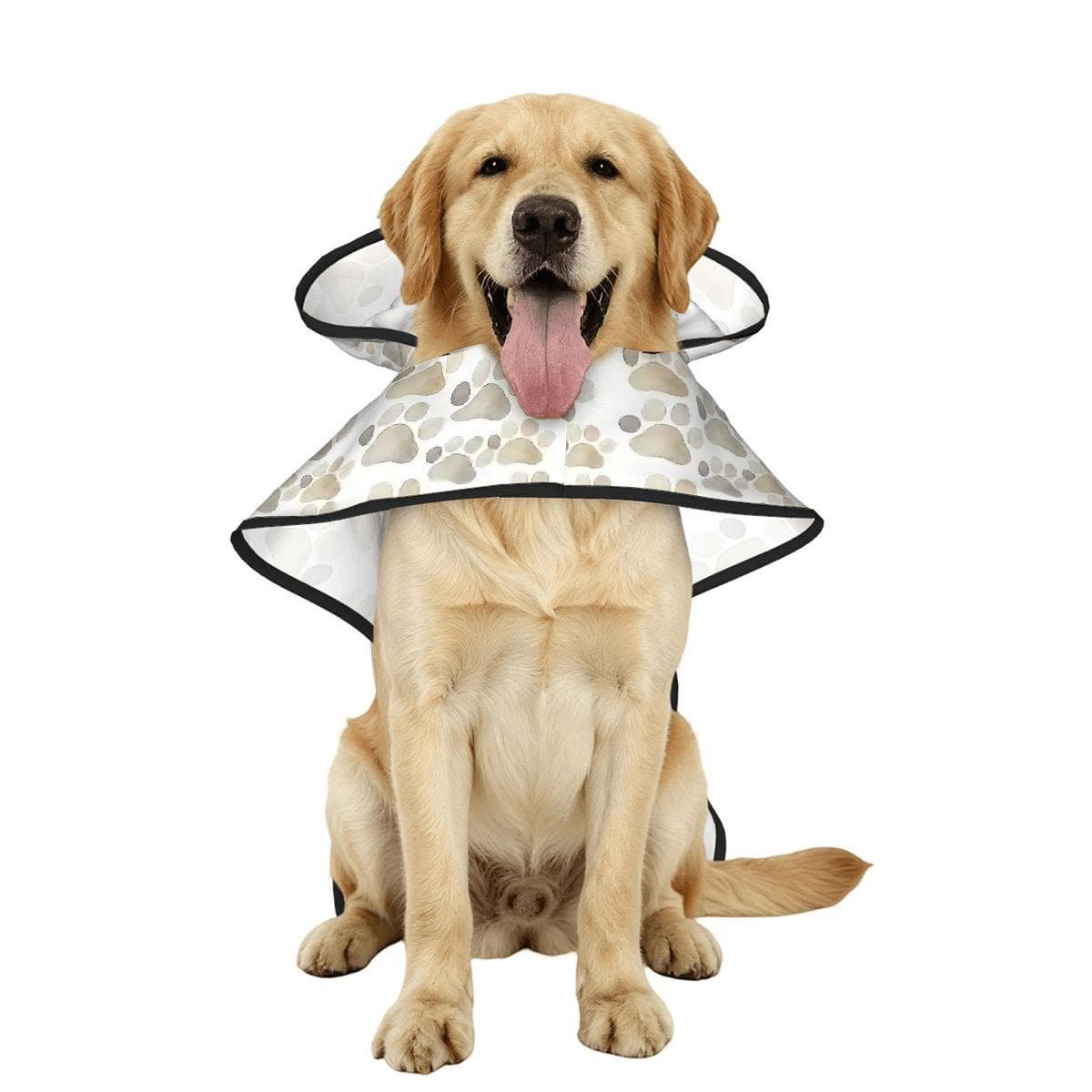 Waterproof Dog Raincoat | Paw Print Pet Poncho Hood Reflective Safety Gear