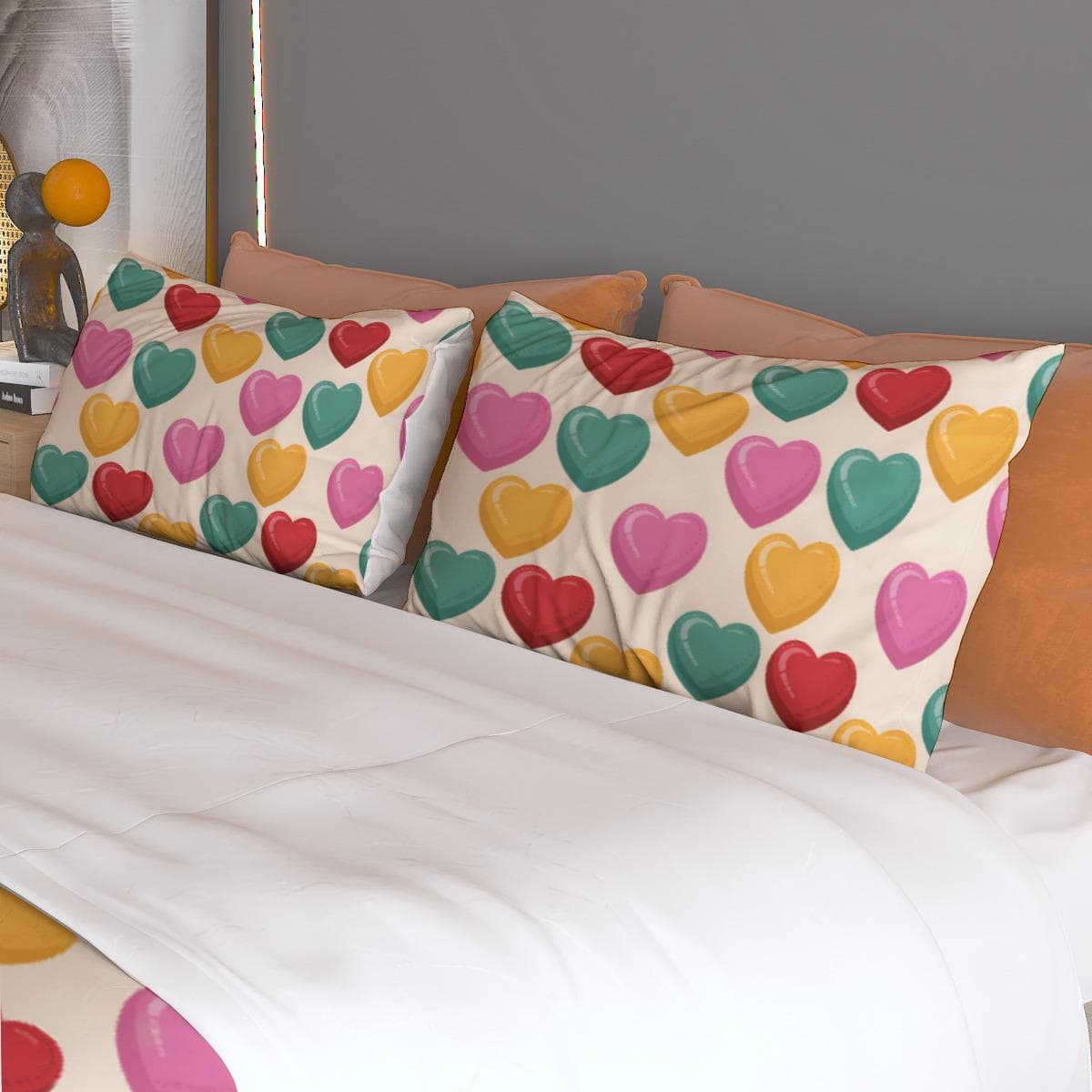 Vibrant Valentine Hearts Duvet Cover Set | Colorful Polyester Bedding | Fun & Cozy Bedroom Decor