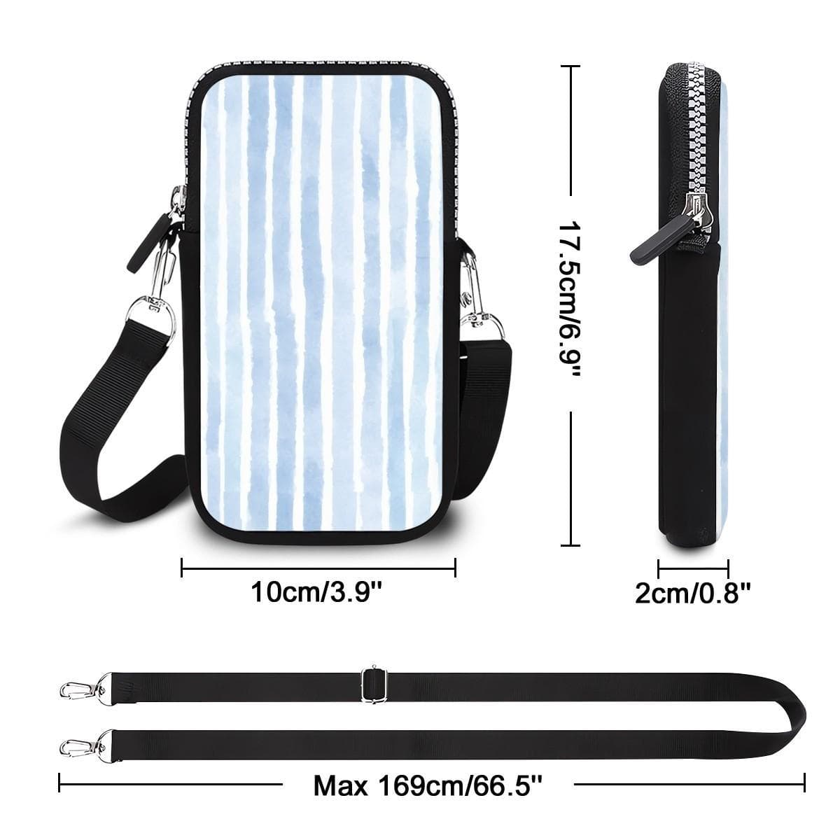Blue Stripe Neoprene Phone Crossbody Bag | Mini Wallet Pouch