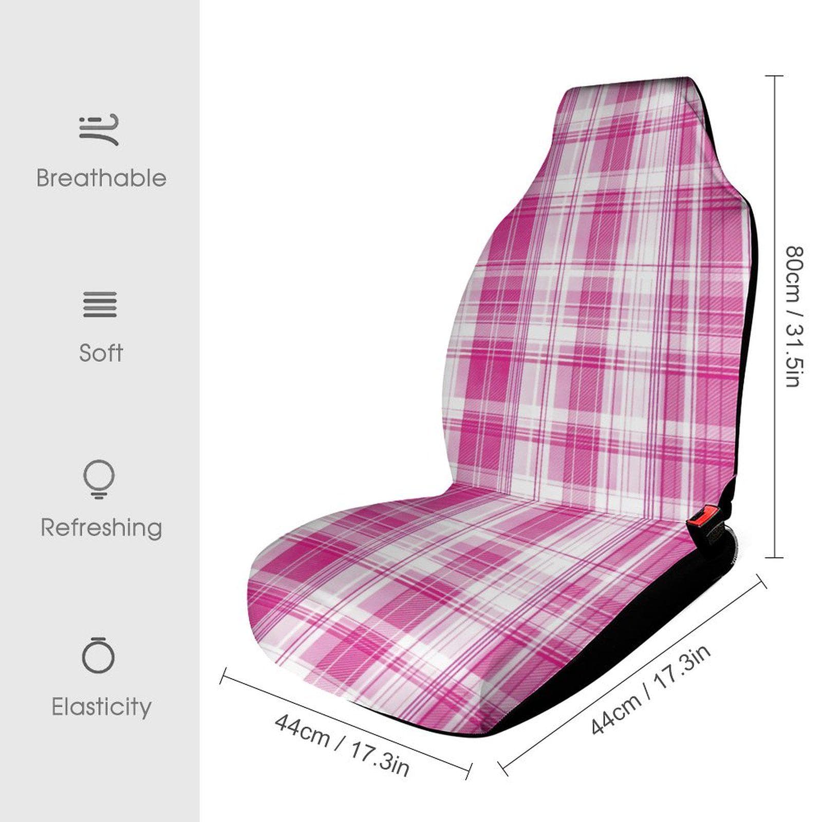 Pink Plaid Car Seat Protector | Universal Fit | Polyester Sponge Cover