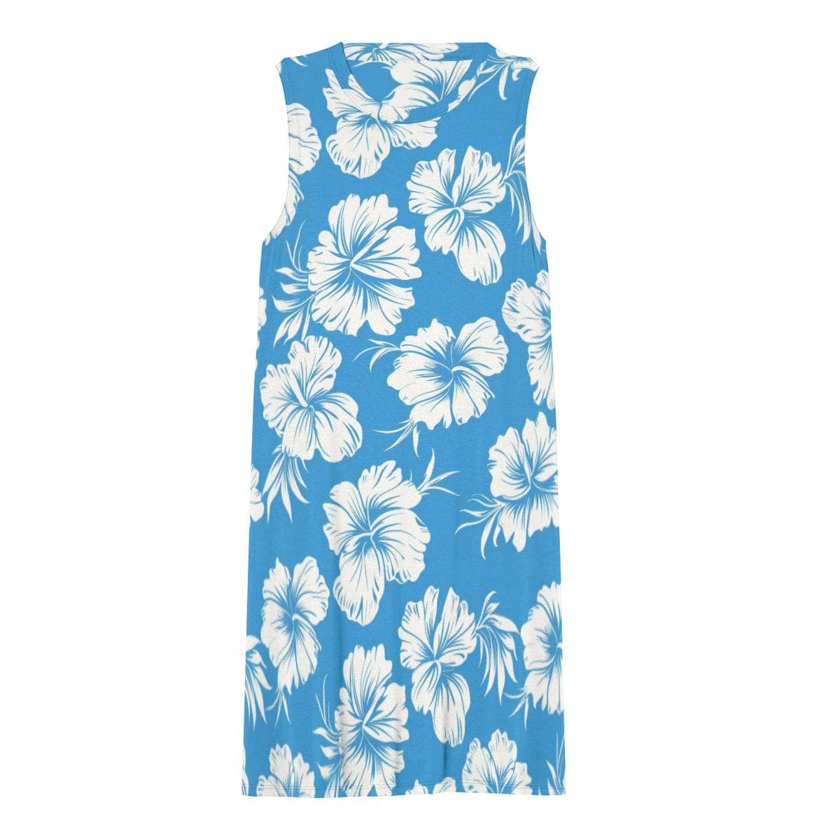Tropical Hibiscus Sleeveless Dress with Pockets - Flowy & Stretchy Summer Comfort