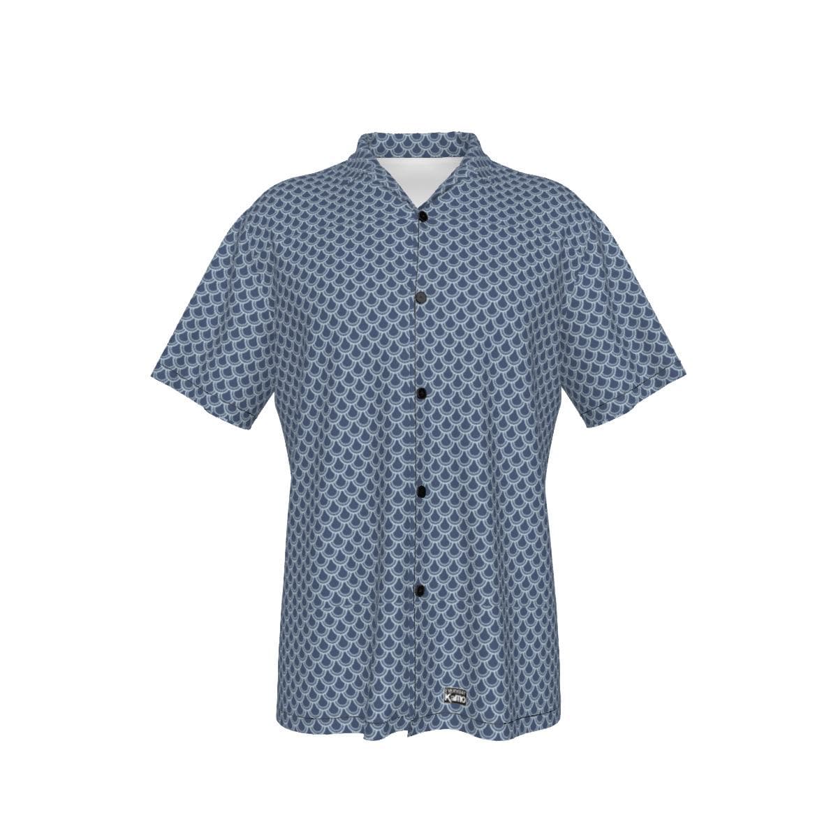 Blue Scale Pattern Hawaiian Shirt | Men's Aloha Summer Button-Up | Breathable Short Sleeve Top