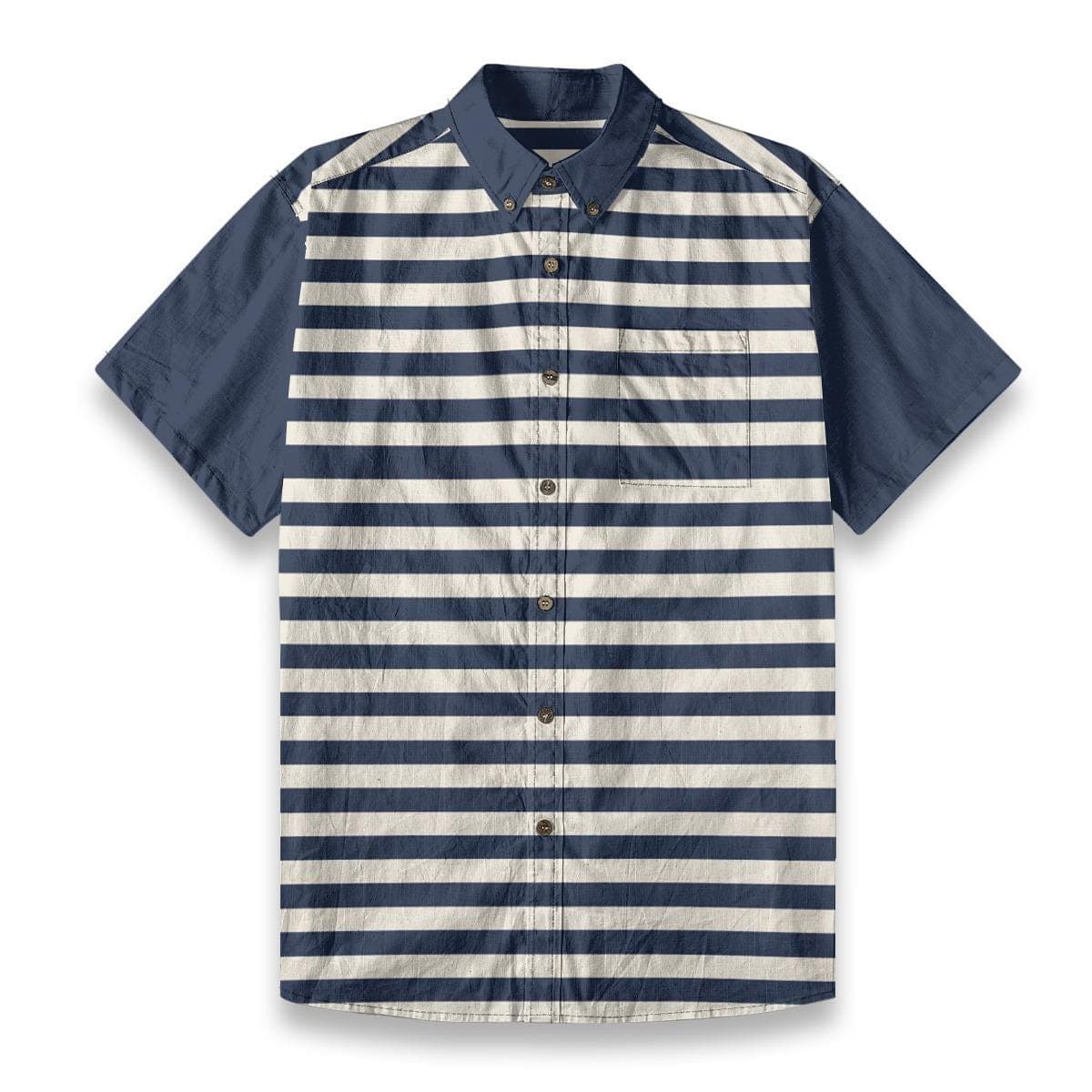 Men's Nautical Striped Slub Cotton Shirt | Short Sleeve Resort Top