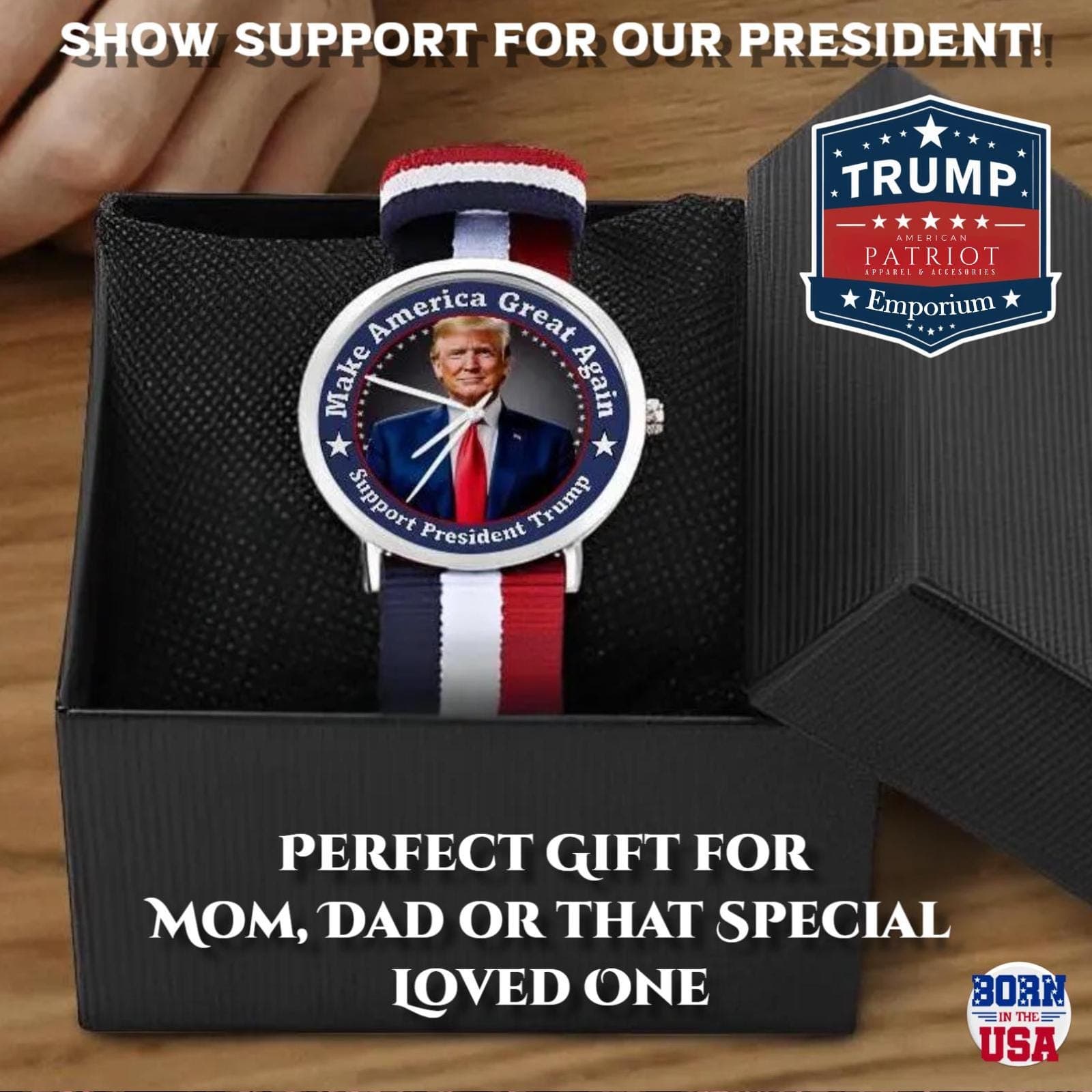 Trump 2025 MAGA Wristwatch | Patriotic Red White Blue Presidential Gift