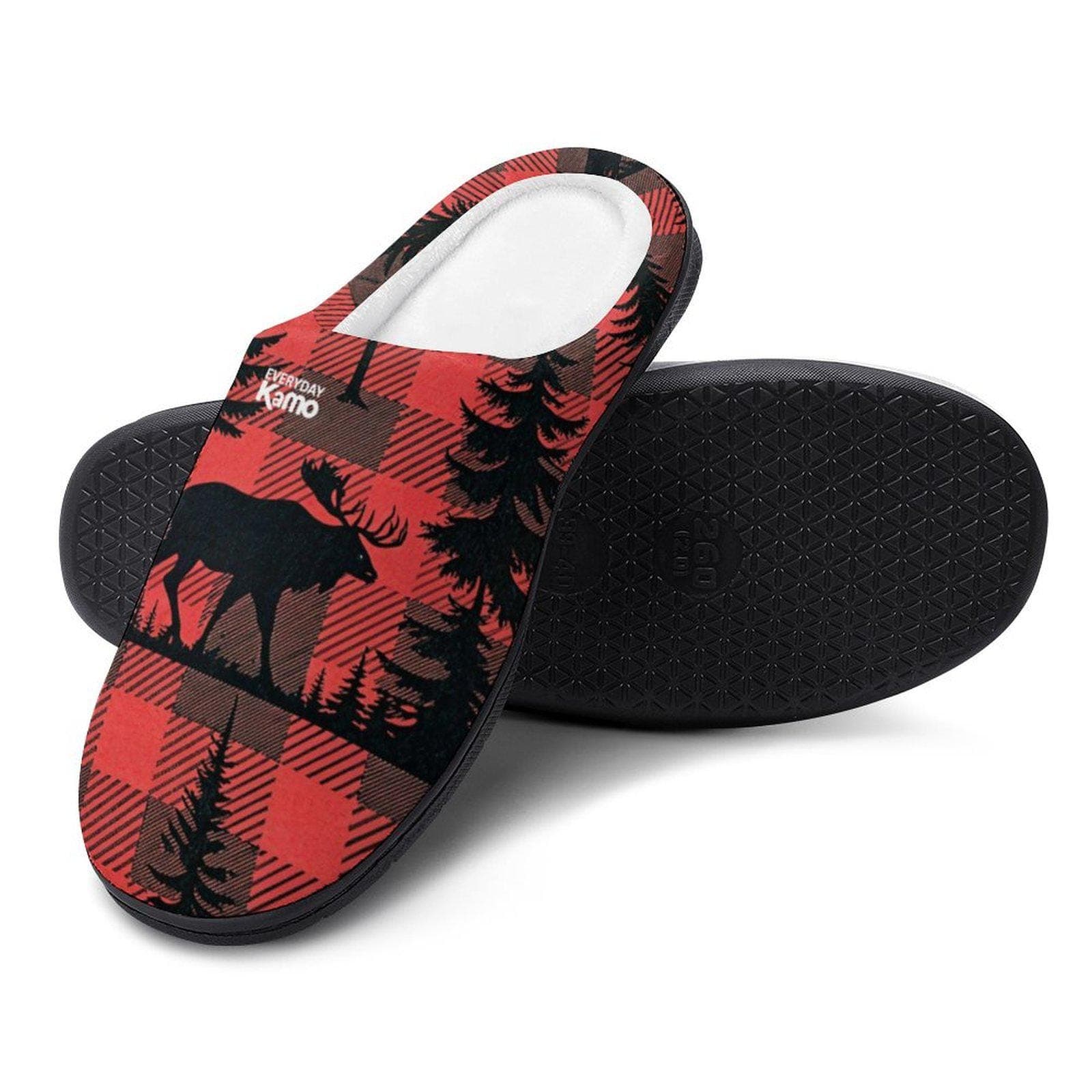 Everyday Kamo Women's Moose Plaid Cotton Slippers | Cozy Buffalo Check Lodge Footwear