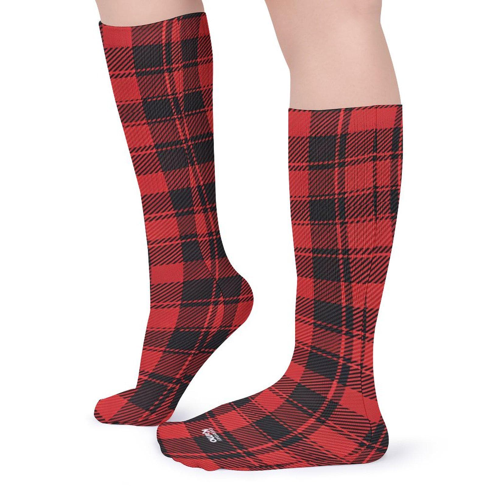 Everyday Kamo Red Plaid Knee-High Socks | Cozy & Stylish Tube Socks