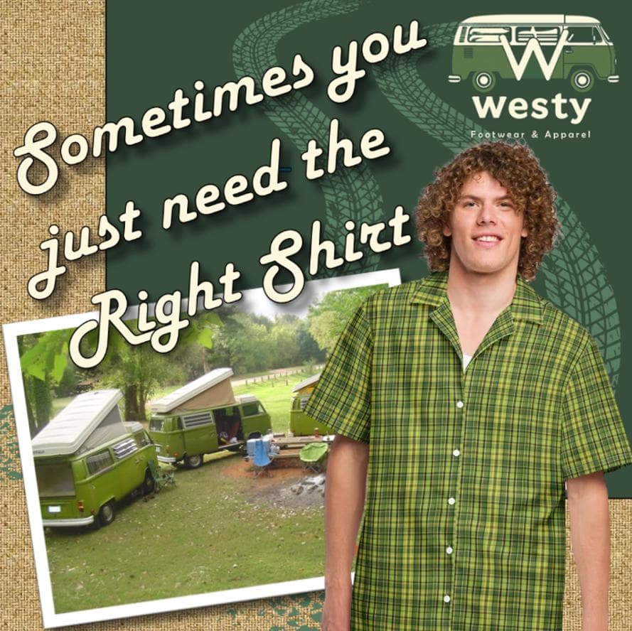 Westy Westfalia Green Plaid Shirt | Unisex Recycled Polyester Travel Wear