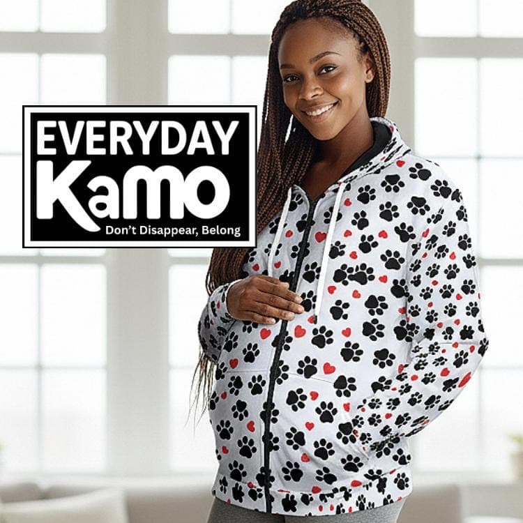 Everyday Kamo Paw Print Hoodie, Gift for Pet Lovers, Modern Urban Explorer
