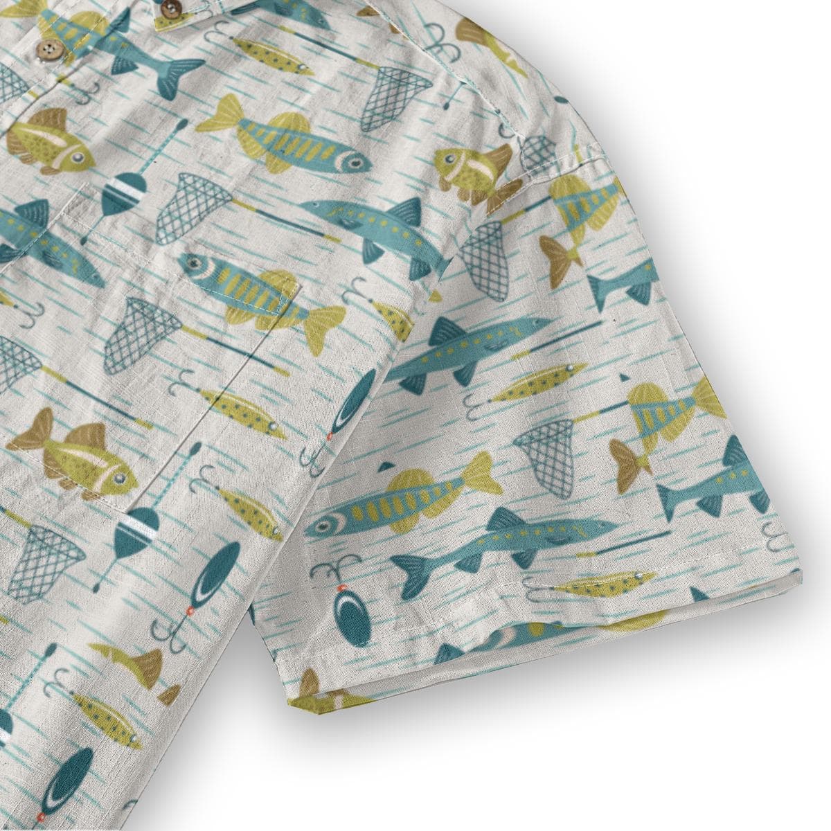 Men's Slub Cotton Fishing Shirt | Coconut Buttons, Breathable Beach Top