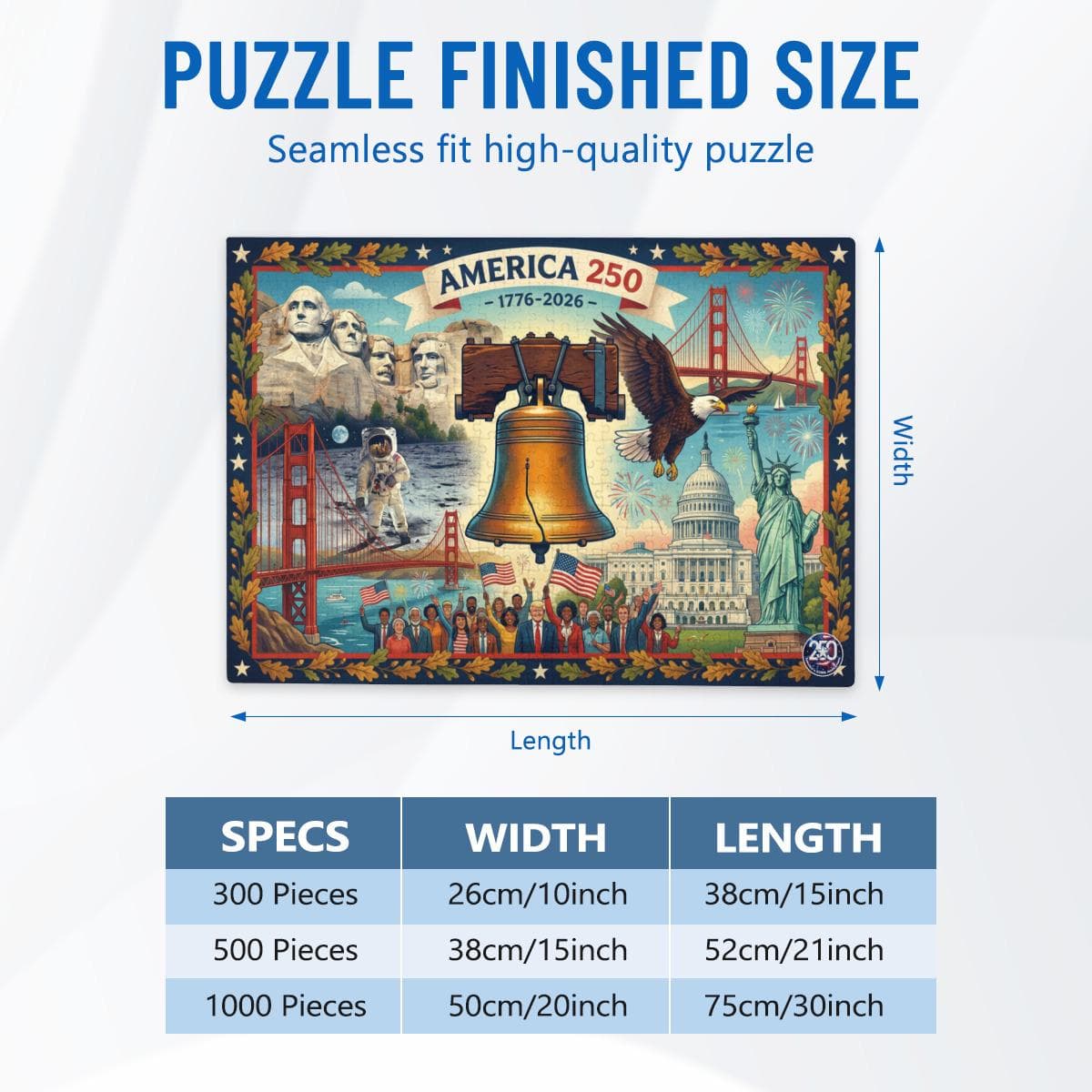 America 250th Anniversary Puzzle | Patriotic Cardboard Jigsaw Gift