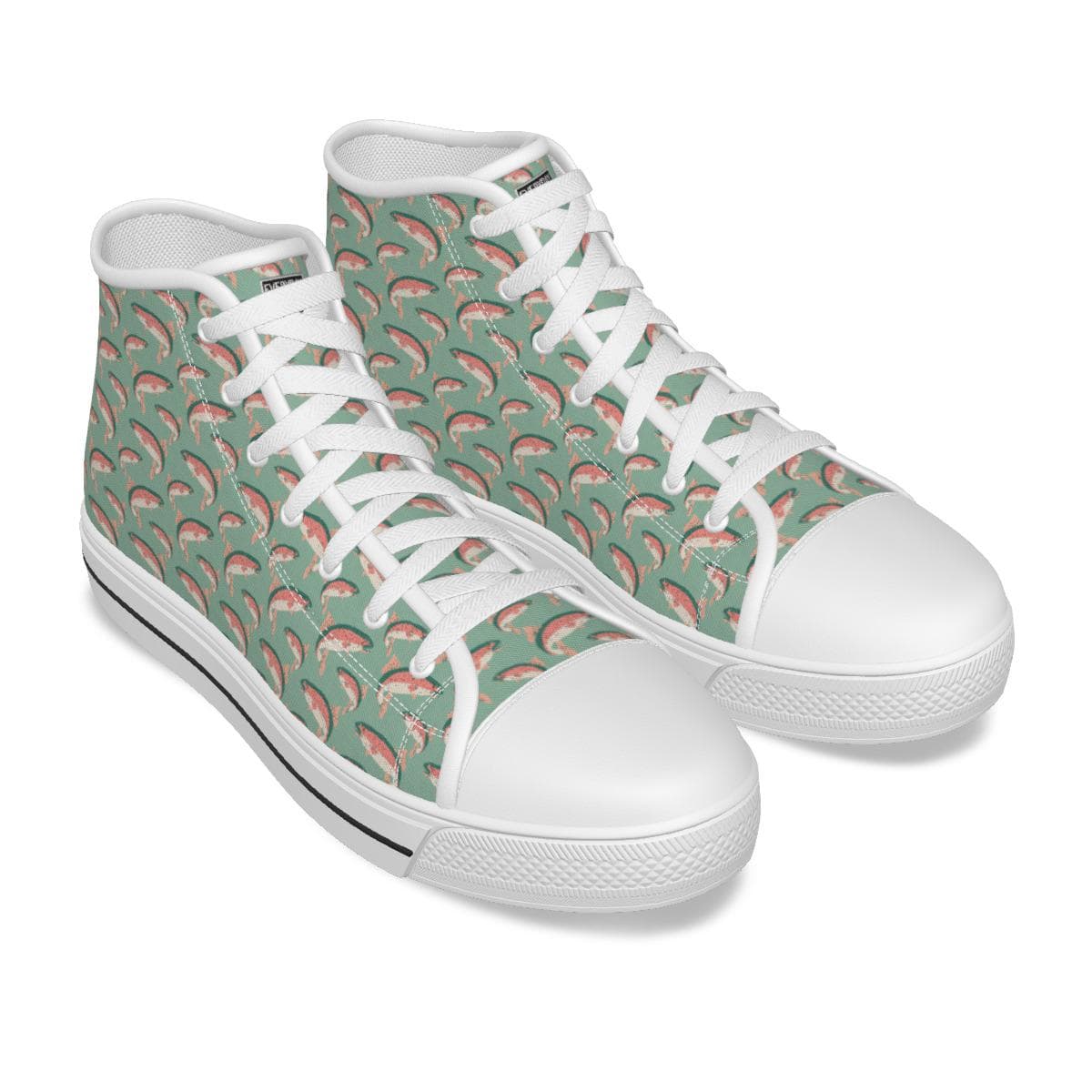 Women's Trout Trek High-Top Canvas Sneakers | Comfortable & Slip-Resistant Fish Print Shoes for Women