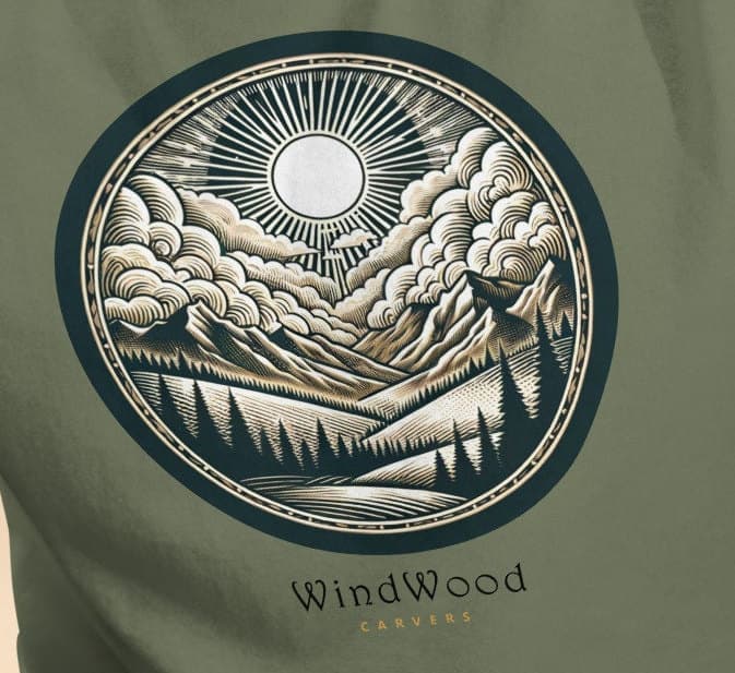 WindWood Carver Men's Classic Cotton Tee | Handcrafted Hiking Collection