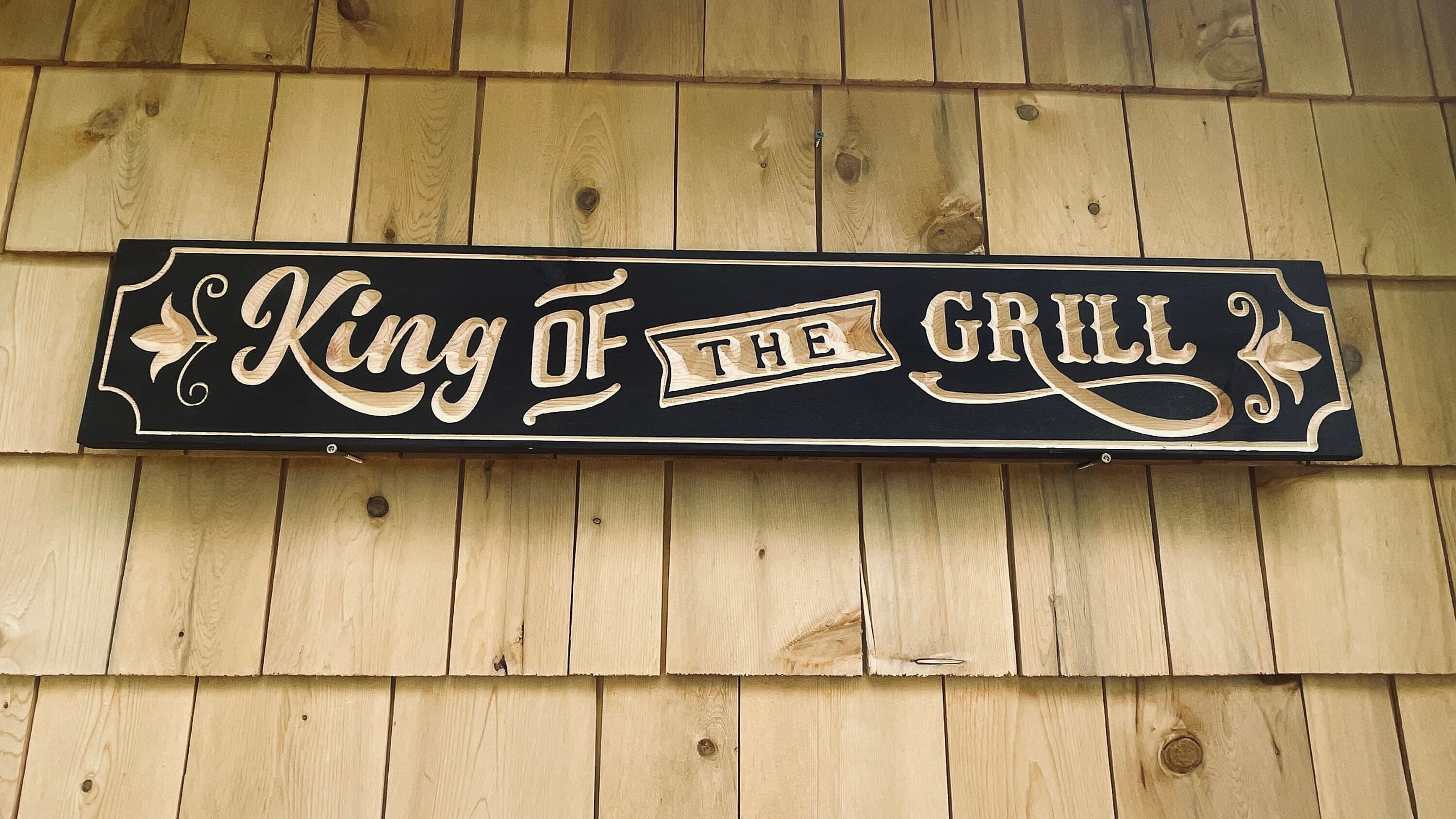 King of the Grill Carved Real Pine Wooden Sign