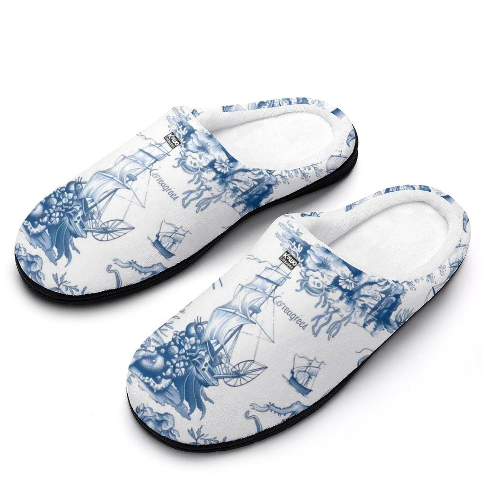 Women's Coreagreens Chinoiserie Nautical Cotton Slippers - Cozy Home Comfort & Style