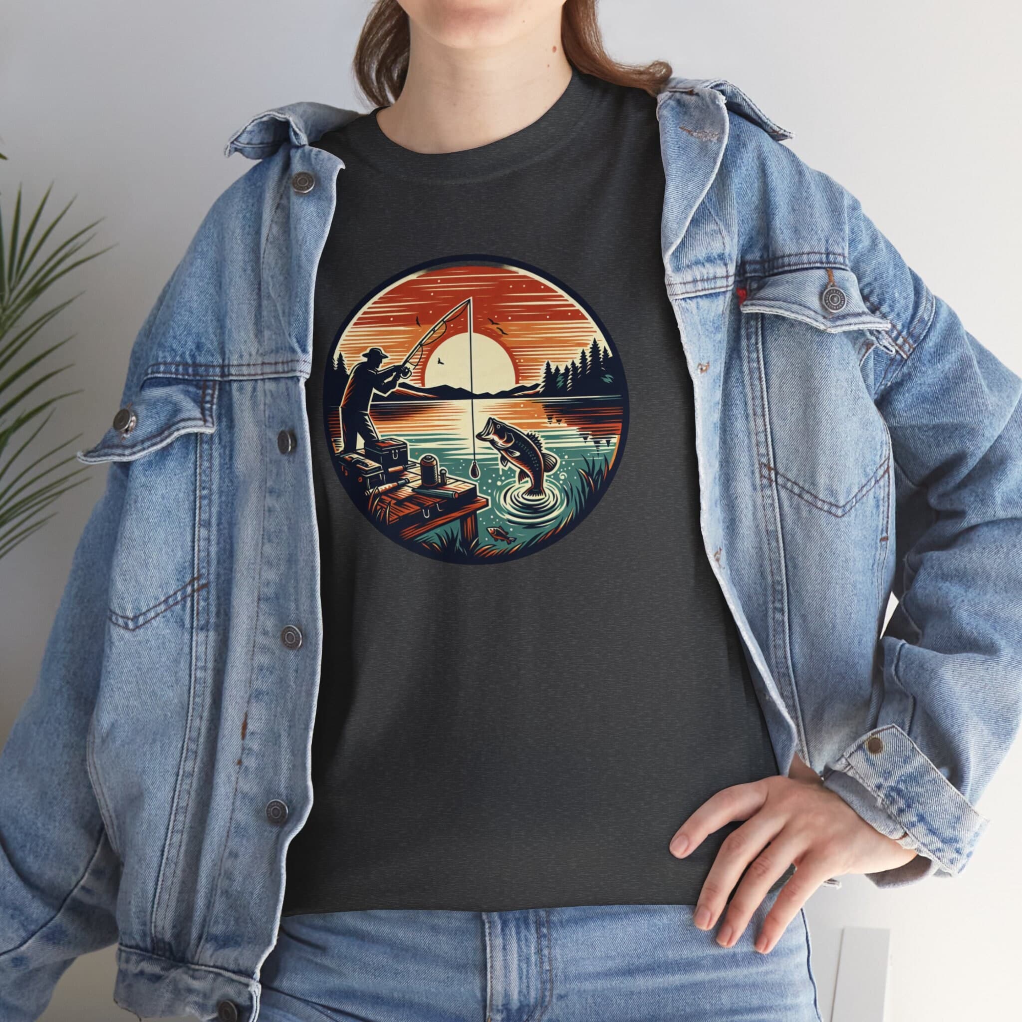 Handmade Bass Fishing T-Shirt | Woodcut Art Tee | Angler Gift Unisex