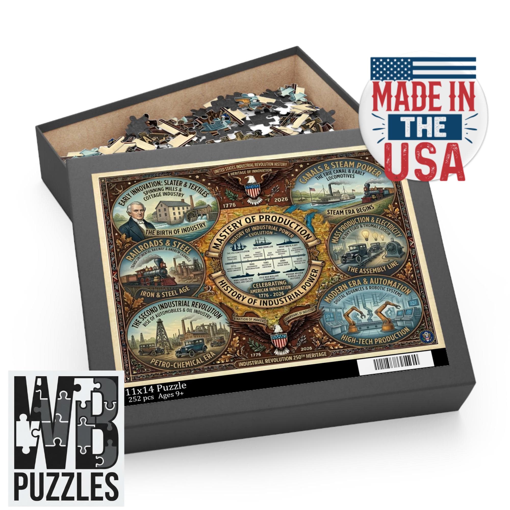 Industrial Revolution History Puzzle 252-500 Pieces | America 250th Anniversary Educational