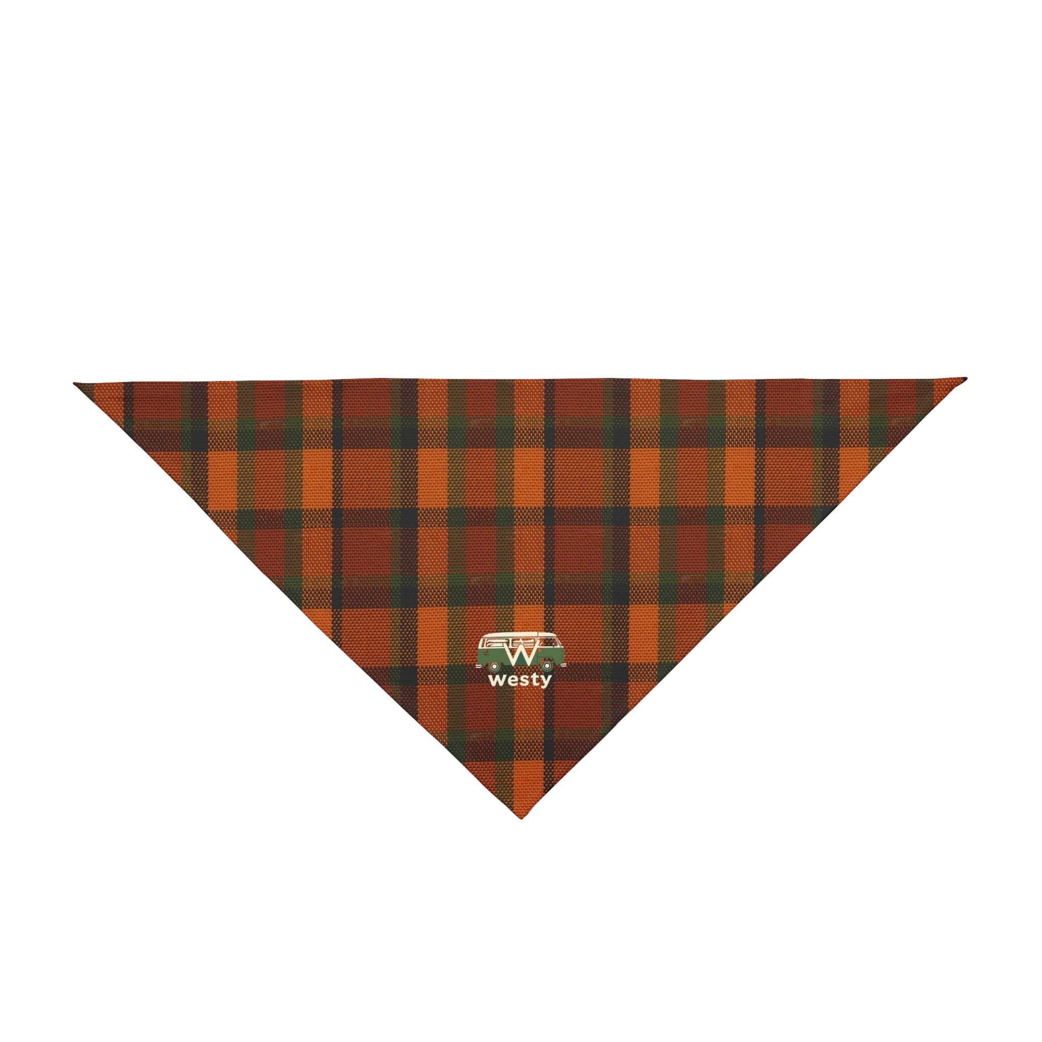 Westy Orange Plaid Pet Bandana, Camper Van Dog Scarf