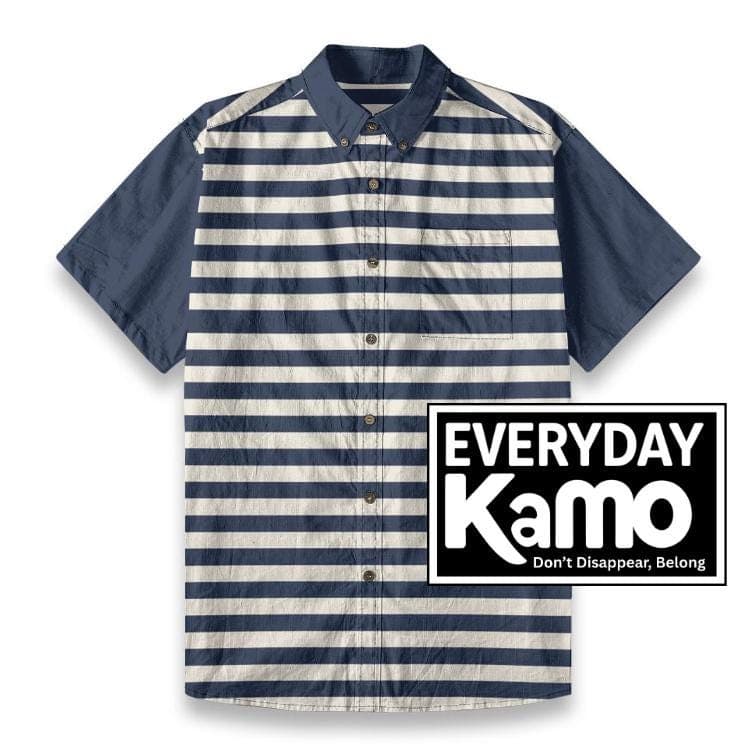 Men's Nautical Striped Slub Cotton Shirt | Short Sleeve Resort Top