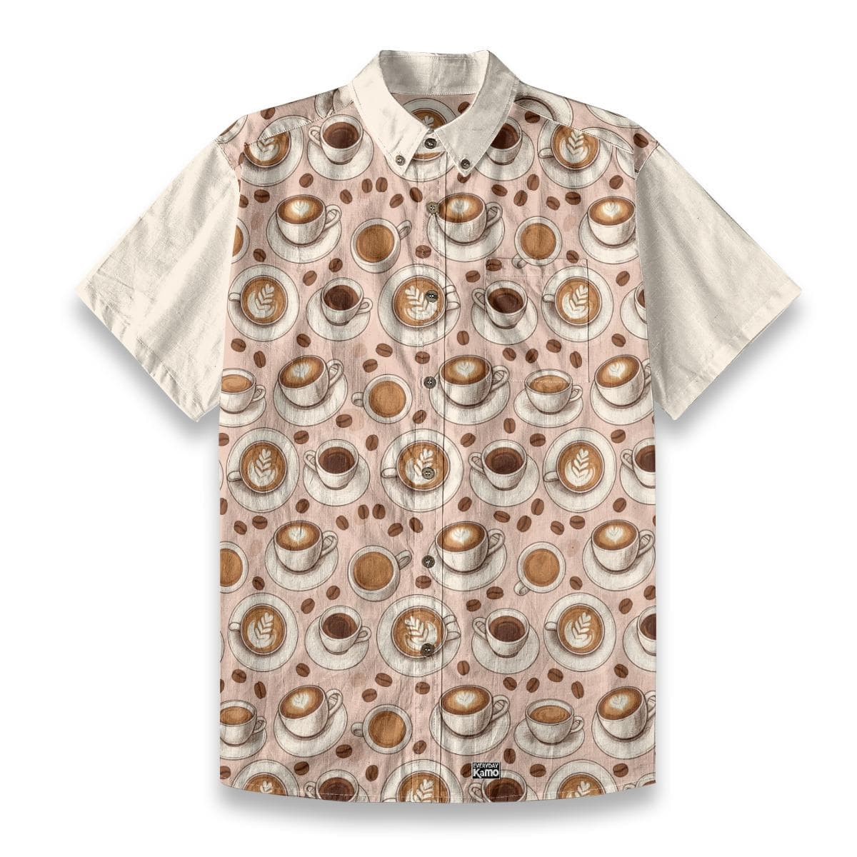 Coffee Art Button-Down Shirt | Slub Cotton Unisex Tee