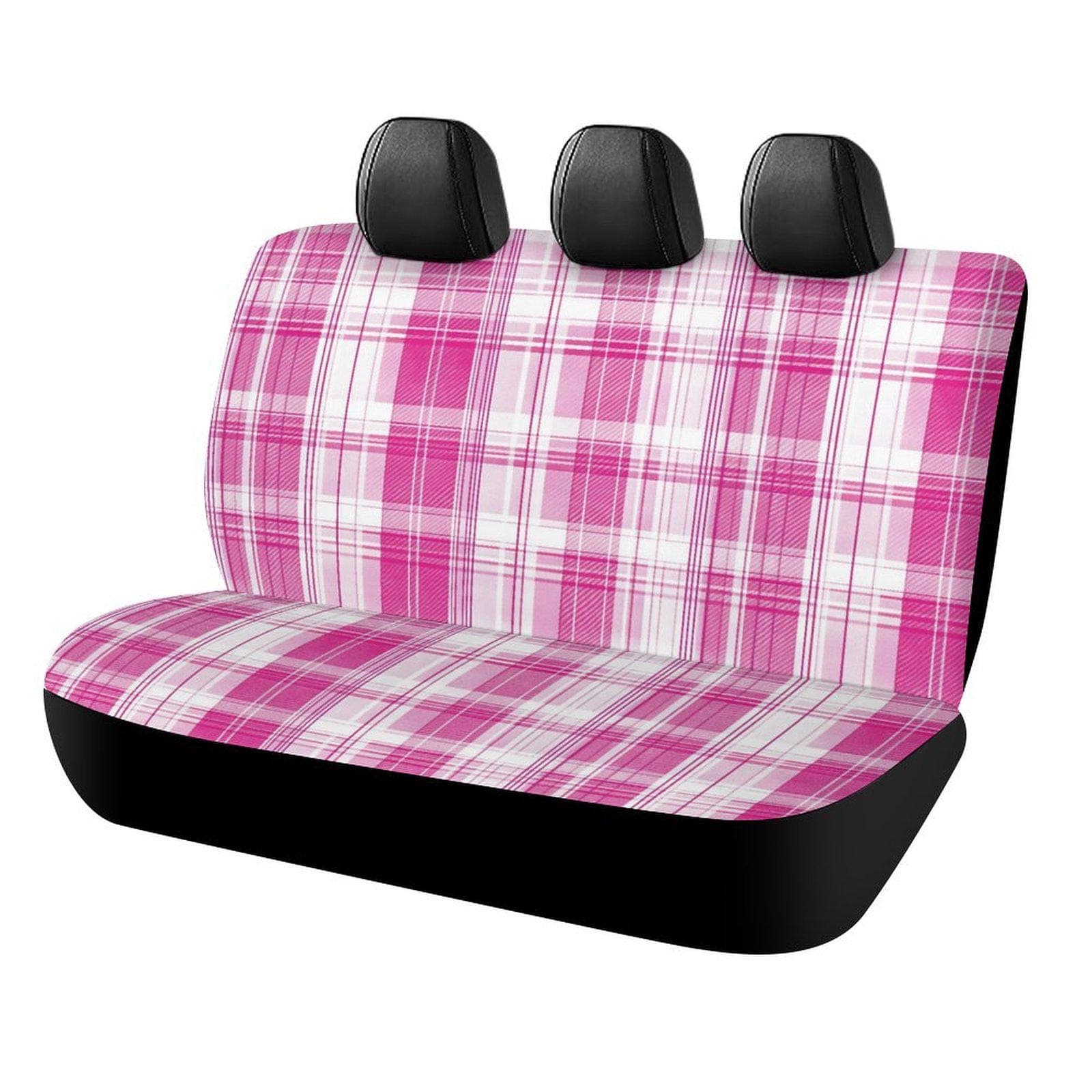 Pink Plaid Car Back Seat Cover | Handcrafted Polyester Spandex Universal Fit