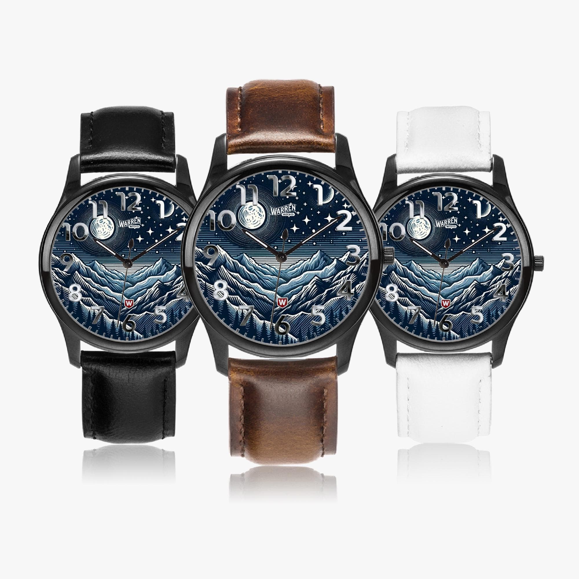 Unisex Mountain Night Sky Quartz Watch | Genuine Leather Band & Premium Stainless Steel Case