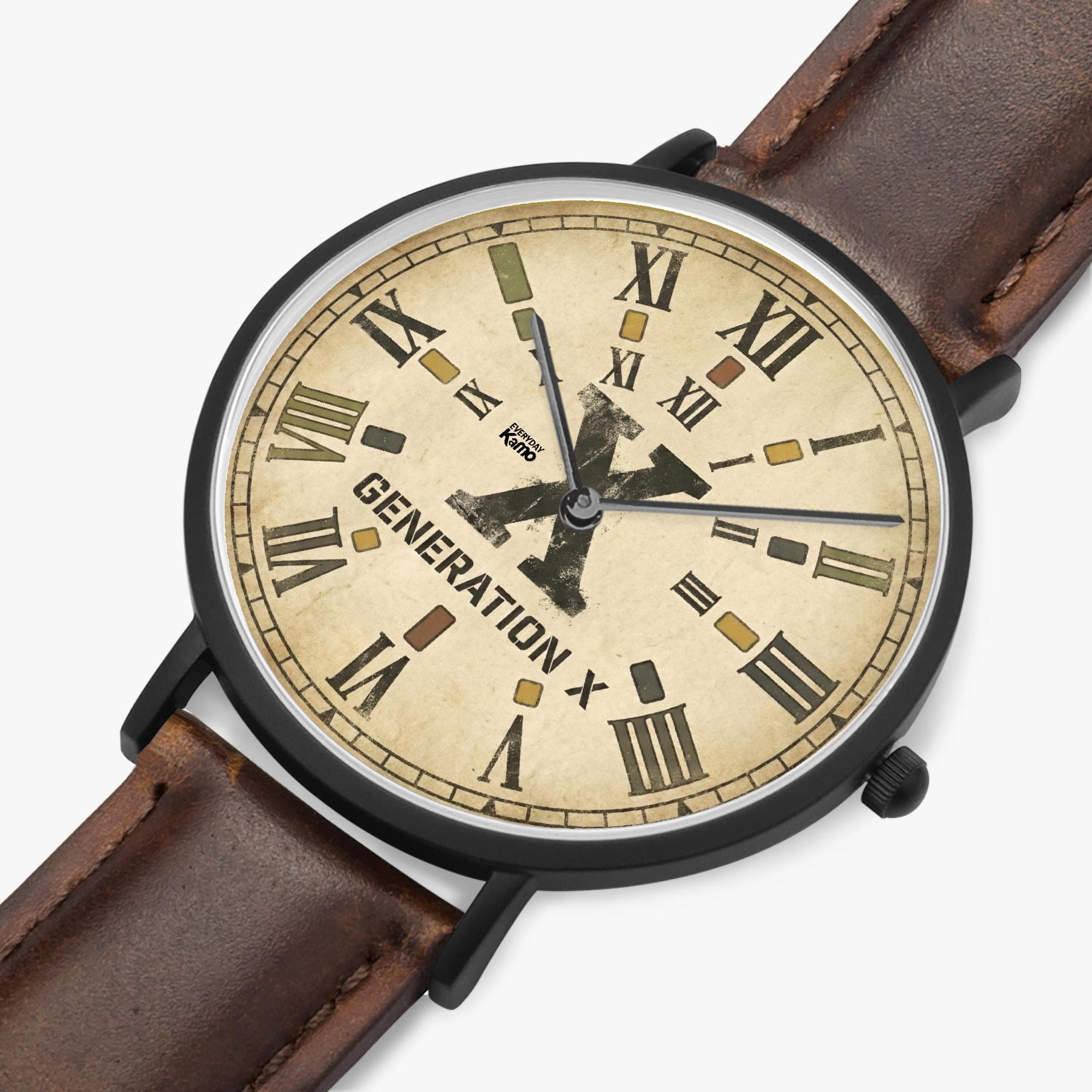 Warren Watch Co. Generation X Vintage Roman Numeral Ultra-Thin Leather Watch | Unisex Casual & Dress Timepiece