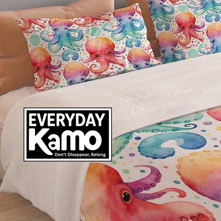 Watercolor Octopus Duvet Cover Set | Whimsical Ocean Bedding