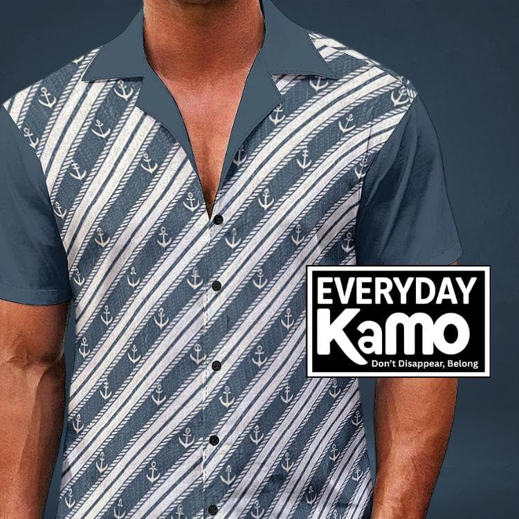 Everyday Kamo Men's Nautical Anchor Stripe Shirt